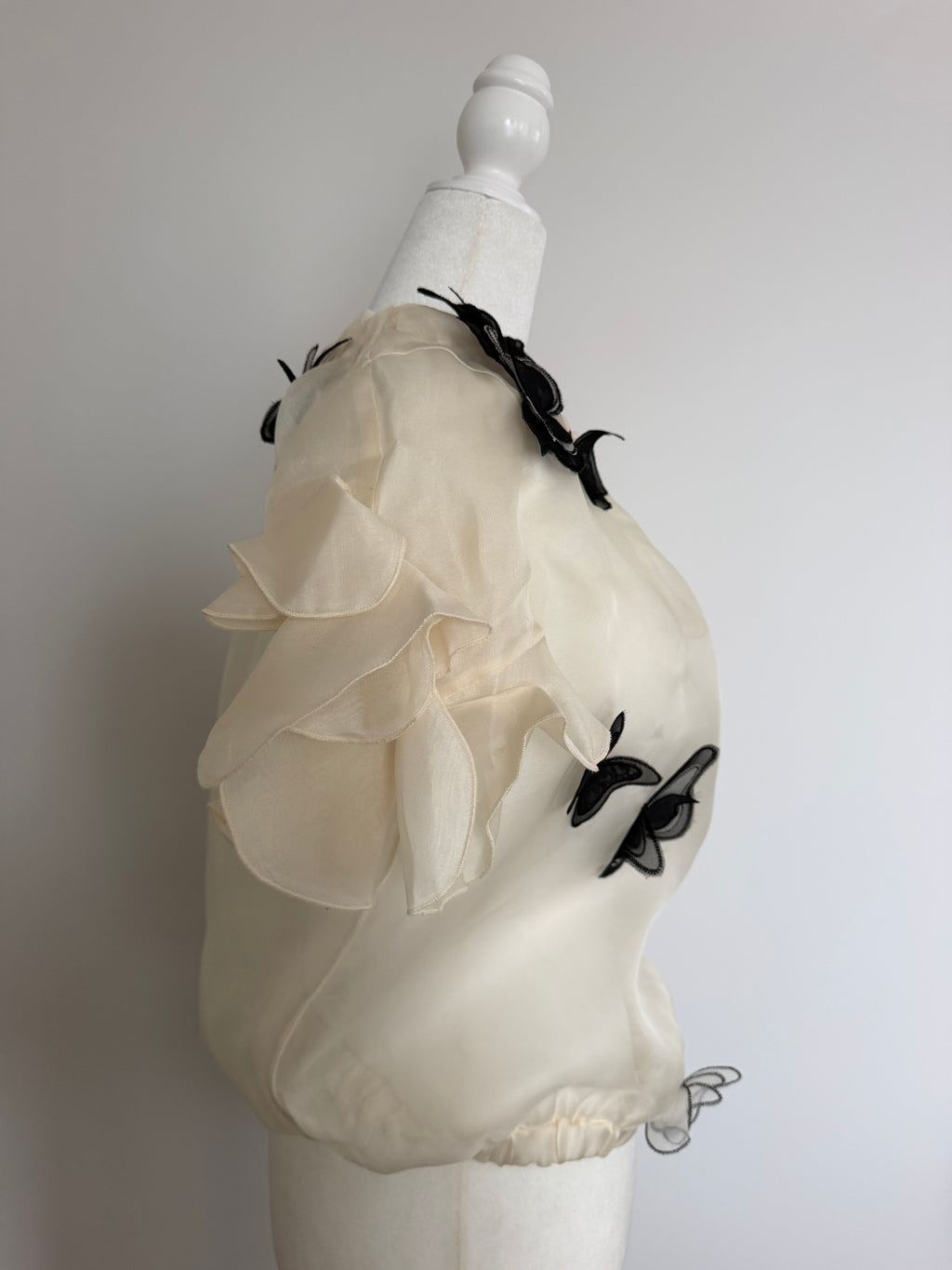 Vintage D&G Dolce & Gabbana Silk Butterfly Appliqué Blouse
