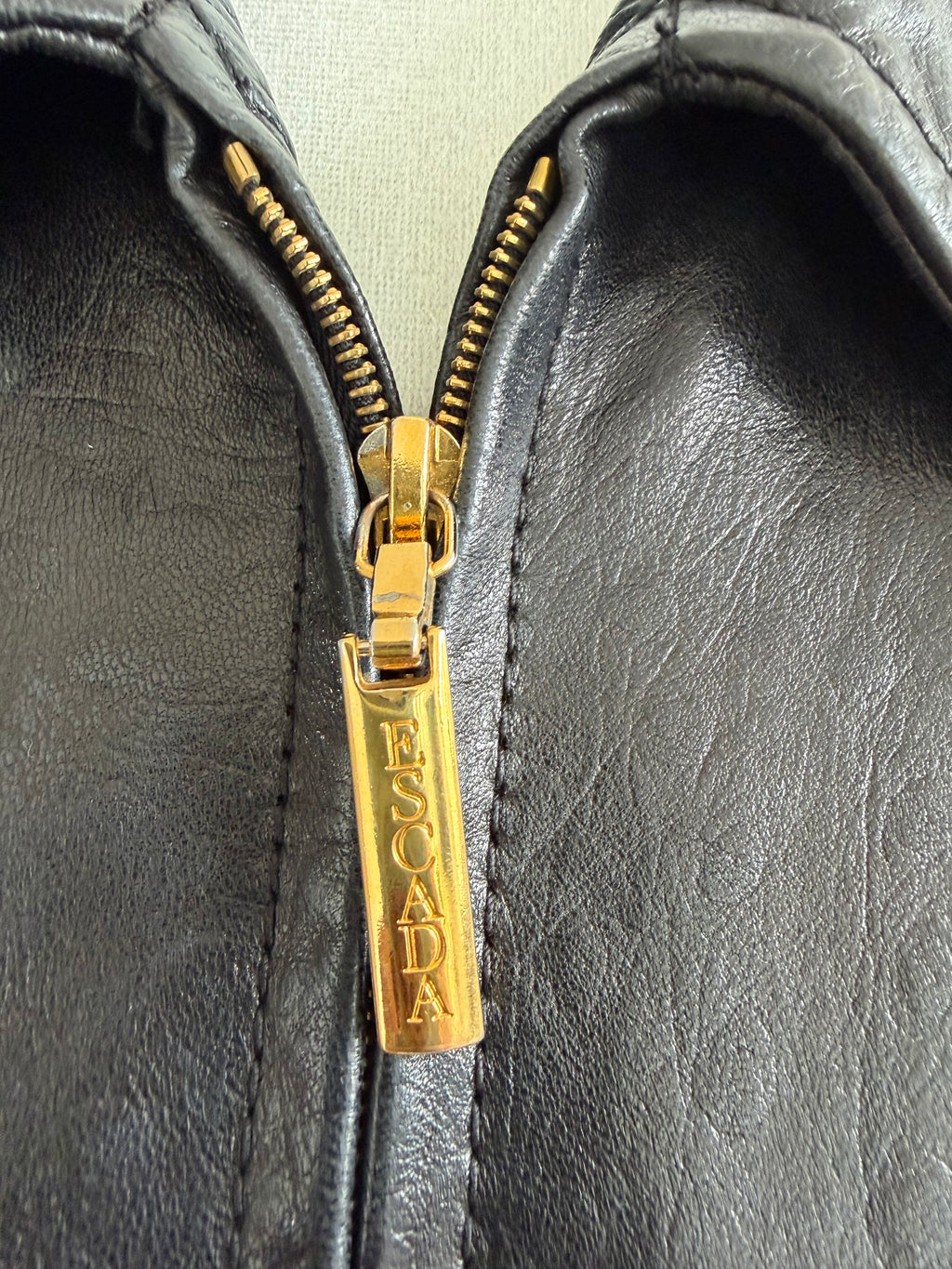 Escada Margaretha Ley Black Nappa Leather Zip Jacket
