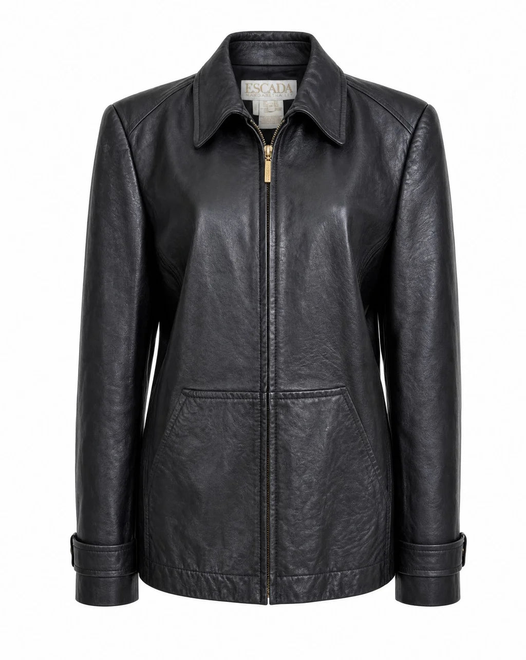 Escada Margaretha Ley Black Nappa Leather Zip Jacket