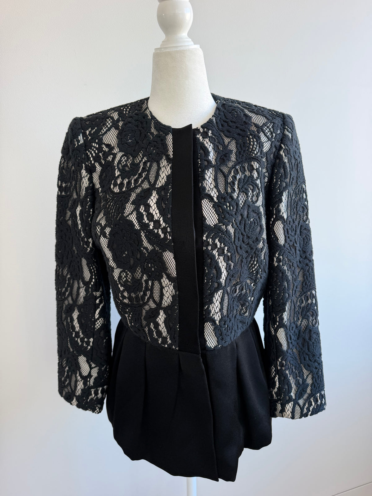 Zelda Vintage Black Floral Lace Peplum Jacket