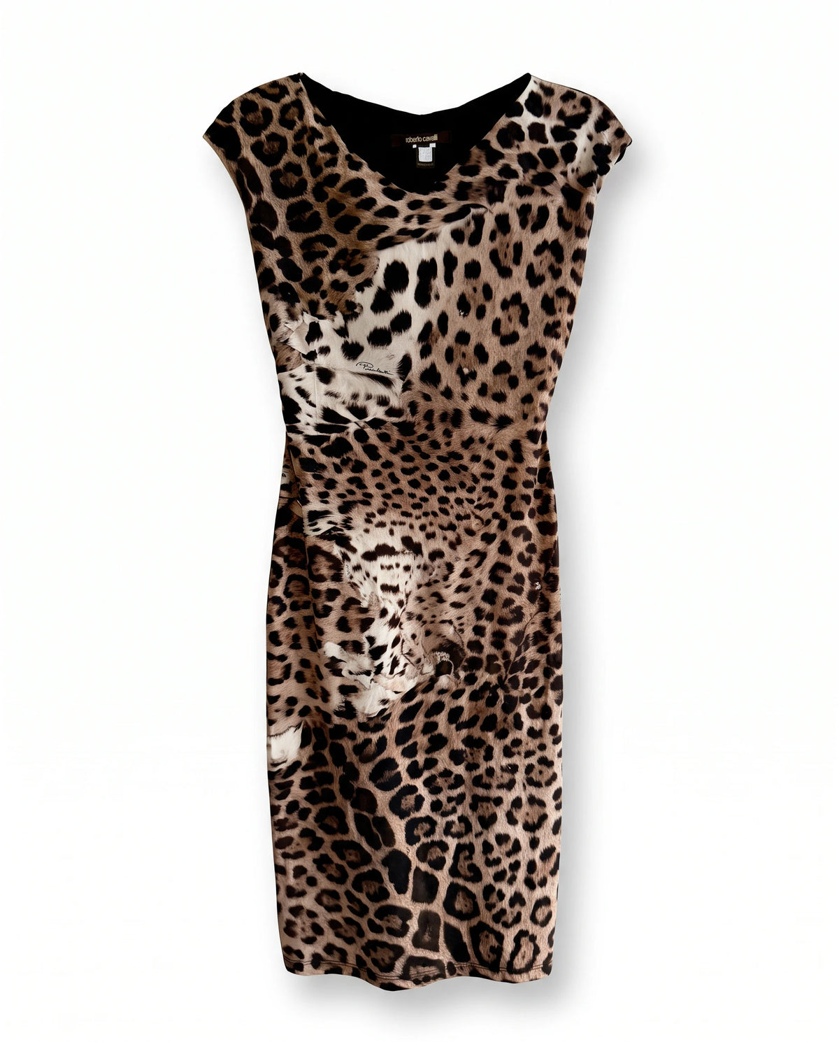 Roberto Cavalli Leopard Print Bodycon Midi Dress