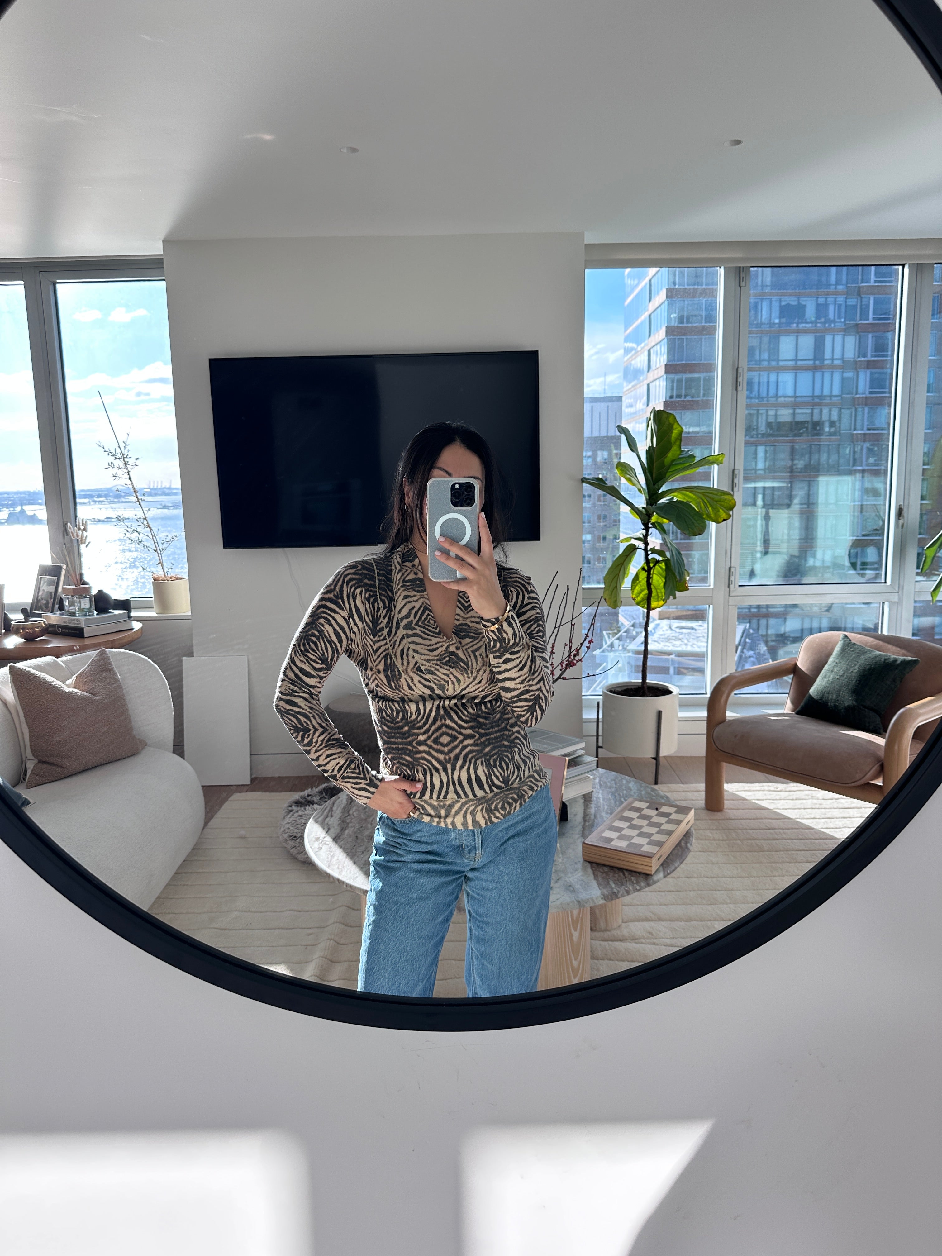 Y2K Roberto Cavalli Zebra Print Silk Knit Sweater