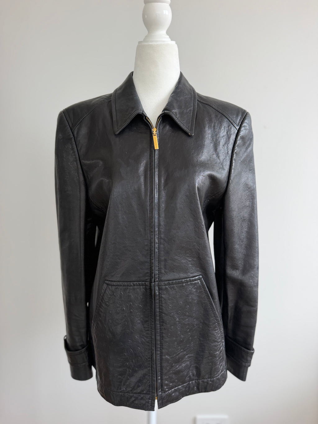 Escada Margaretha Ley Black Nappa Leather Zip Jacket