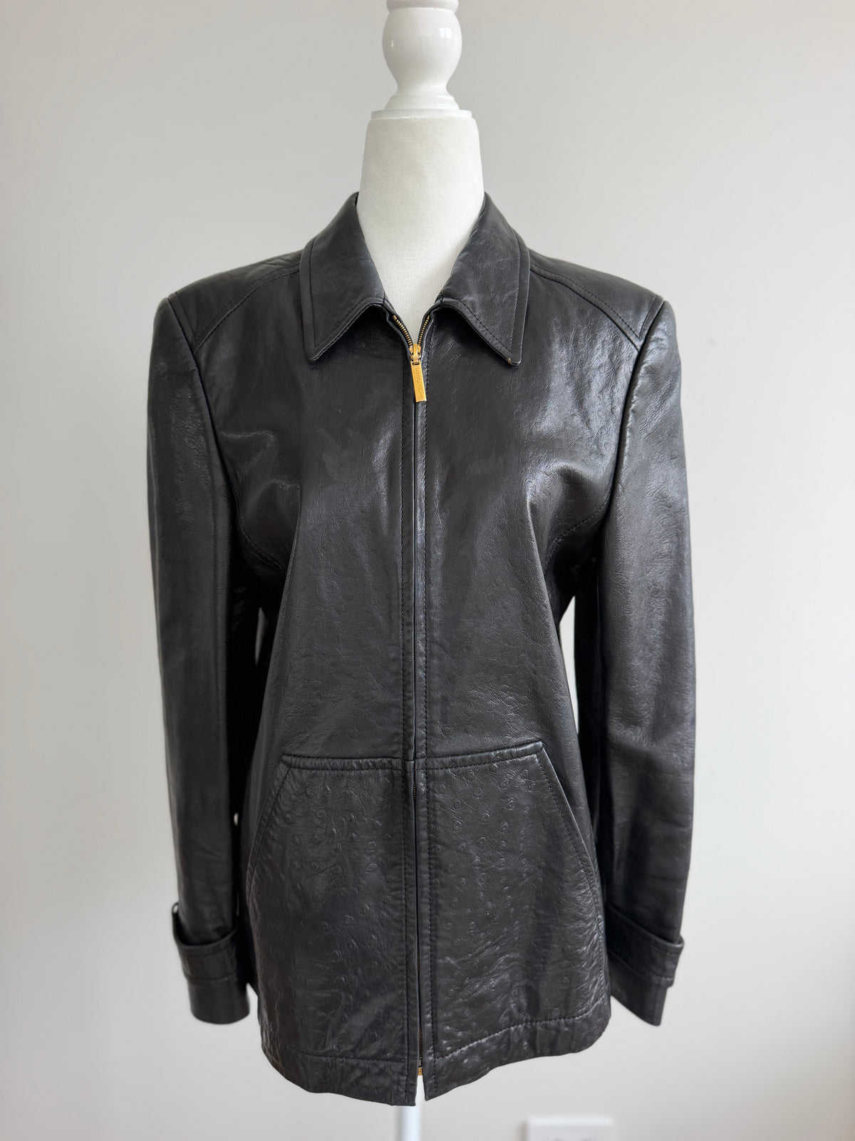 Escada Margaretha Ley Black Nappa Leather Zip Jacket