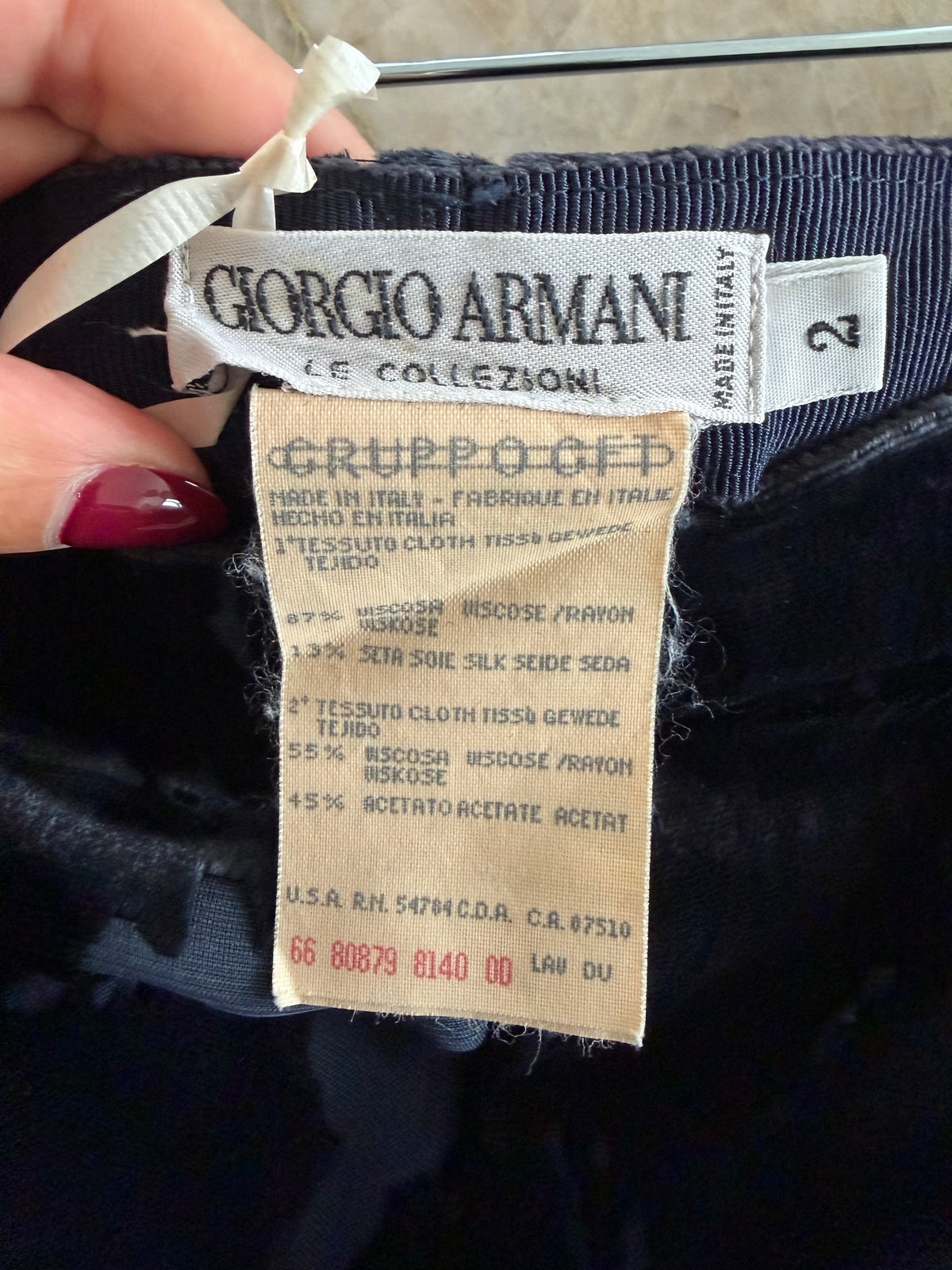 Giorgio Armani Le Collezioni Navy Floral Burnout Velvet Wide-Leg Trousers