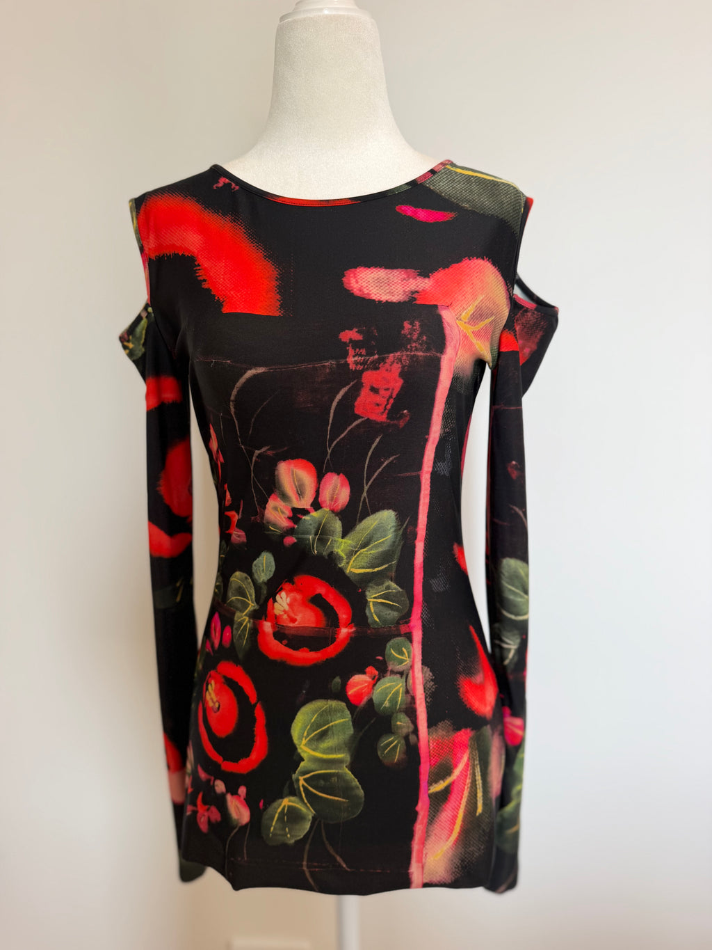 Vintage Y2K Jean Paul Gaultier Soleil Floral Cold Shoulder Stretch Top