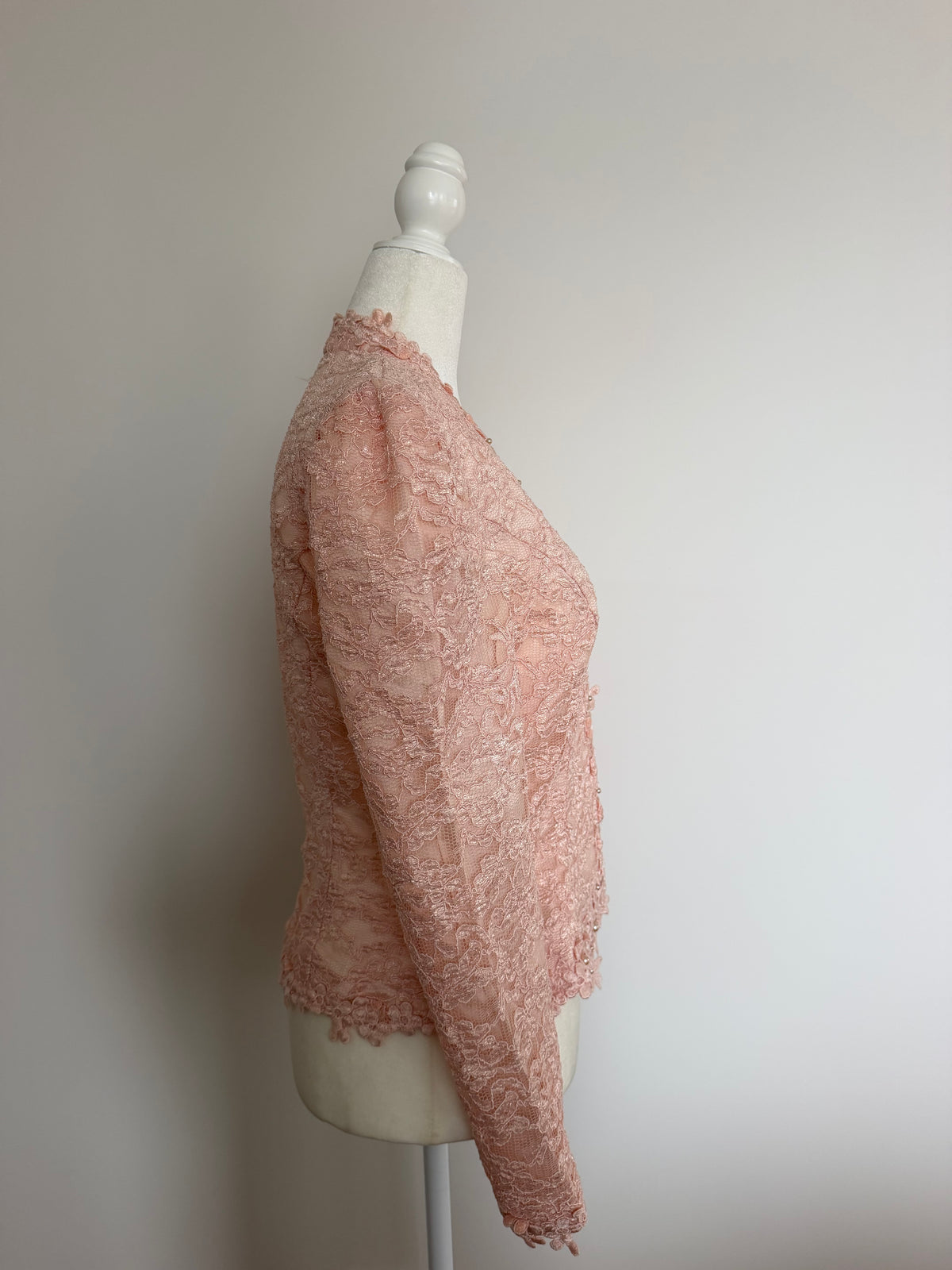 Vintage Cachet by Bari Protas Blush Pink Lace Beaded Jacket