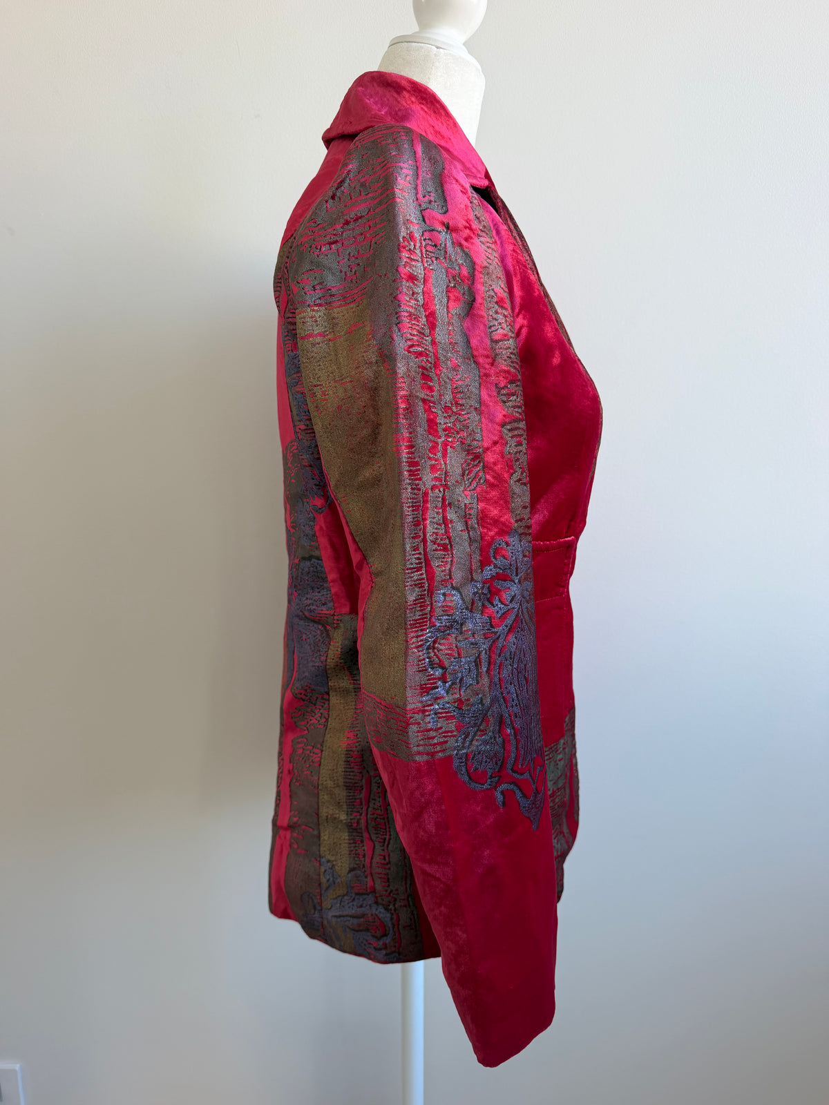 Christian Lacroix Paris Ruby Red Velvet 1990s Brocade Blazer