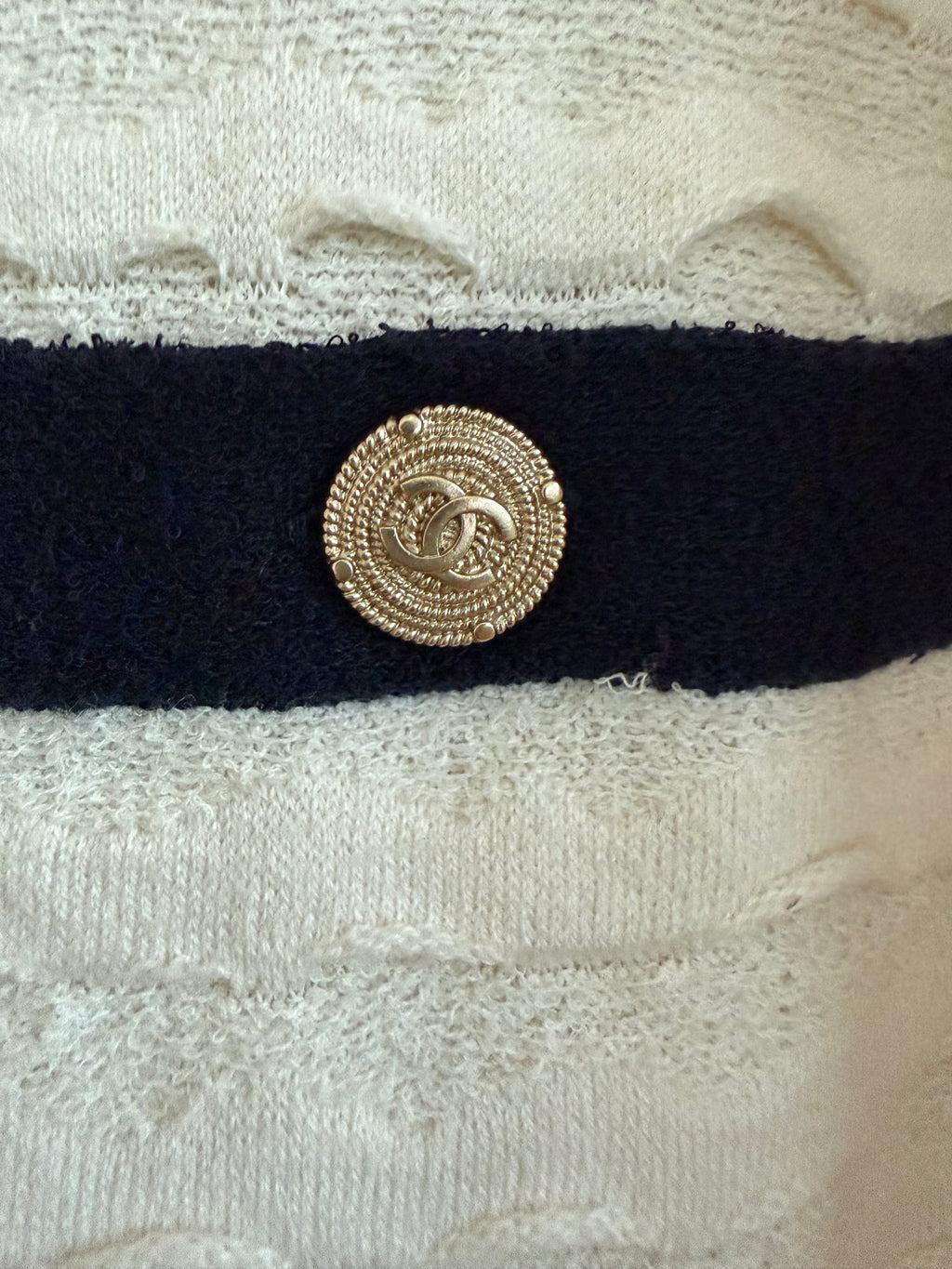Chanel Cruise 2012 Ivory & Navy Cashmere-Blend Knit Jacket