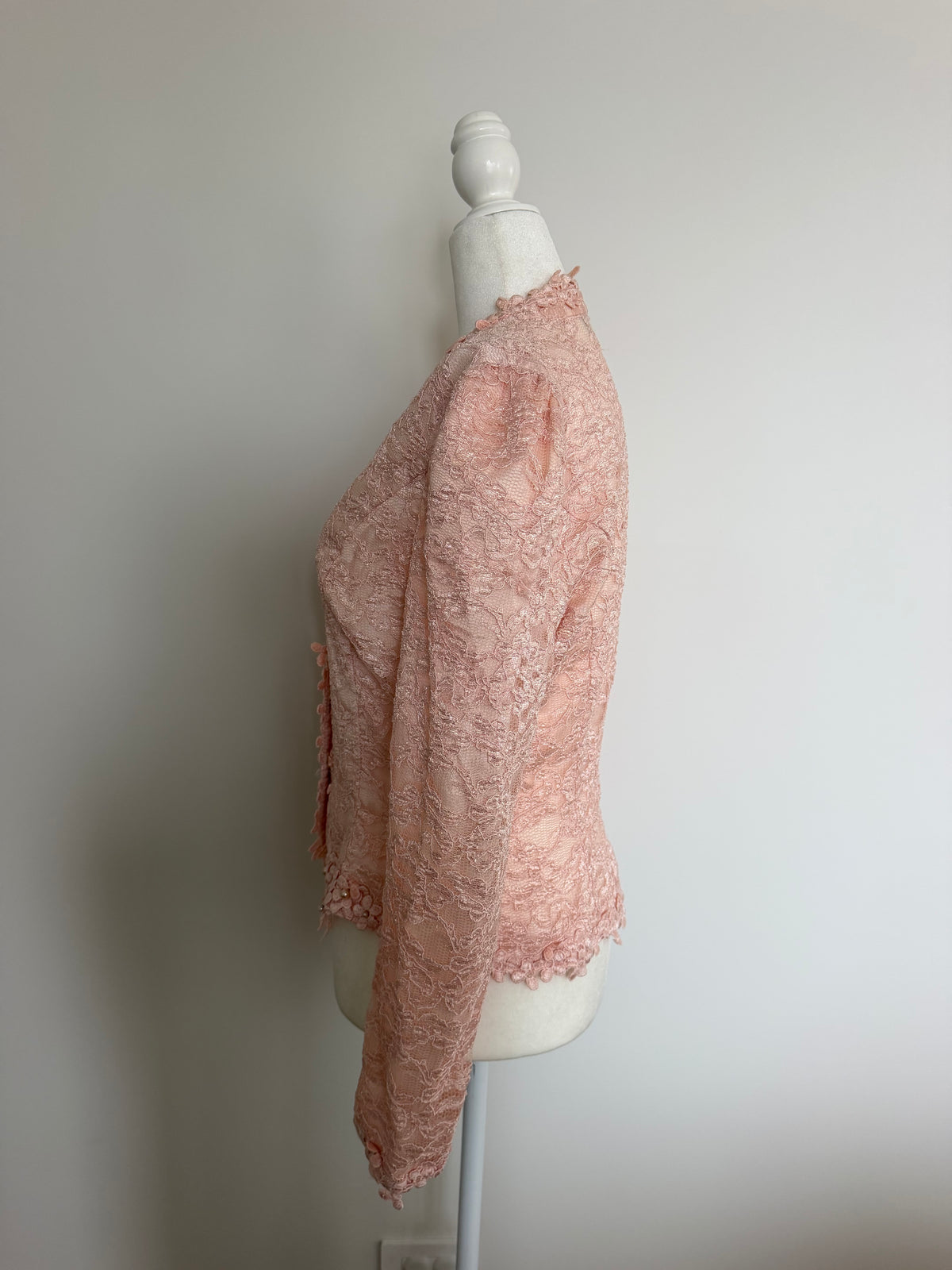 Vintage Cachet by Bari Protas Blush Pink Lace Beaded Jacket