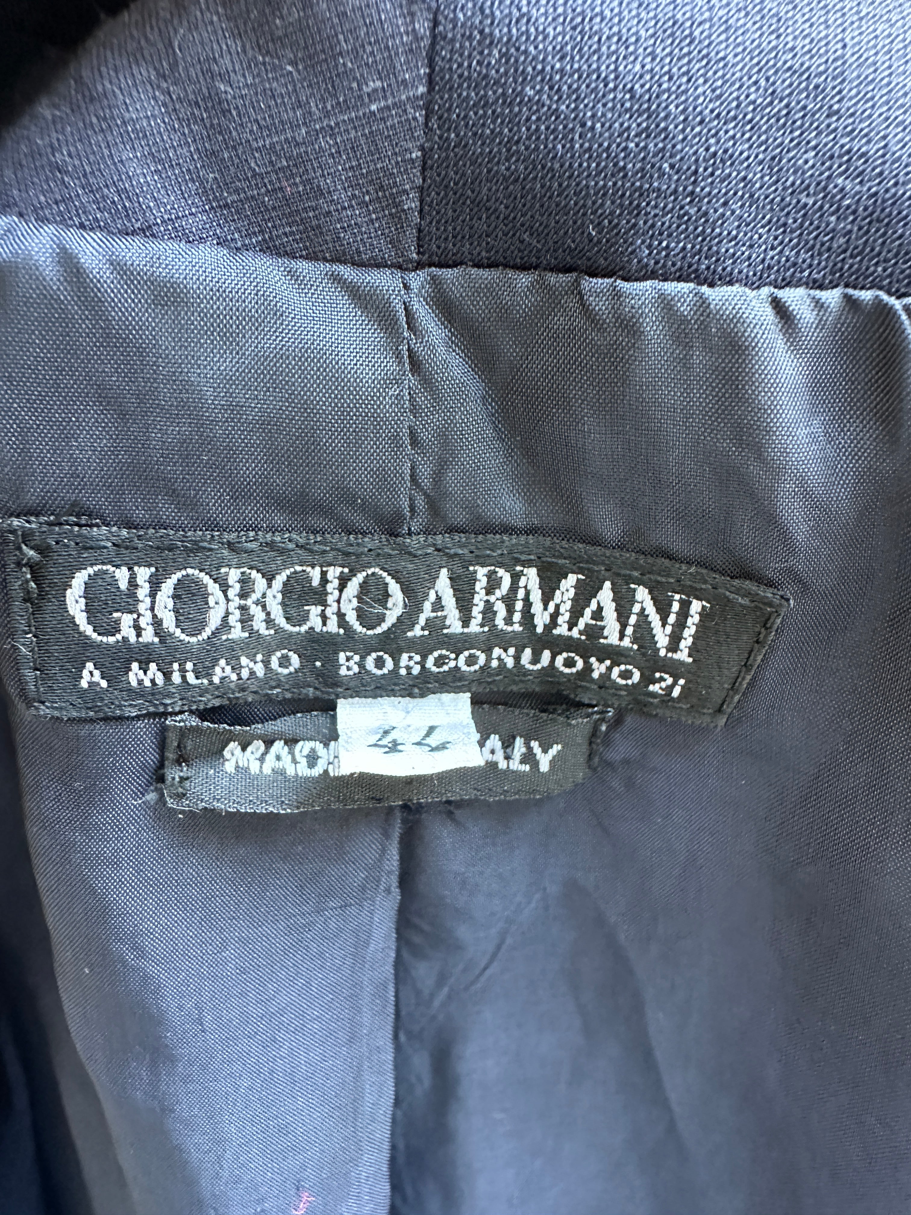 GIORGIO ARMANI Vintage Silk Blend Blazer – Navy Floral Jacquard