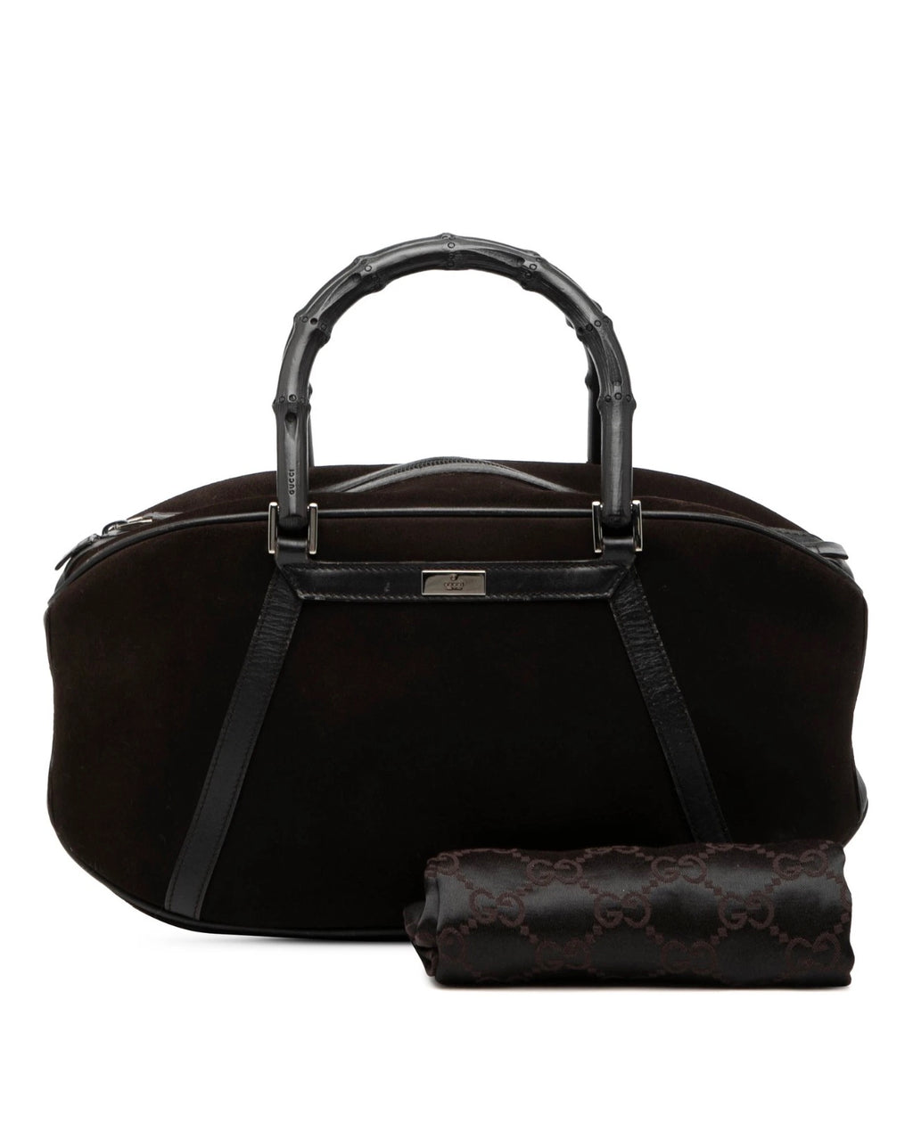 Vintage Gucci Dark Brown Suede Bamboo Handle Bag