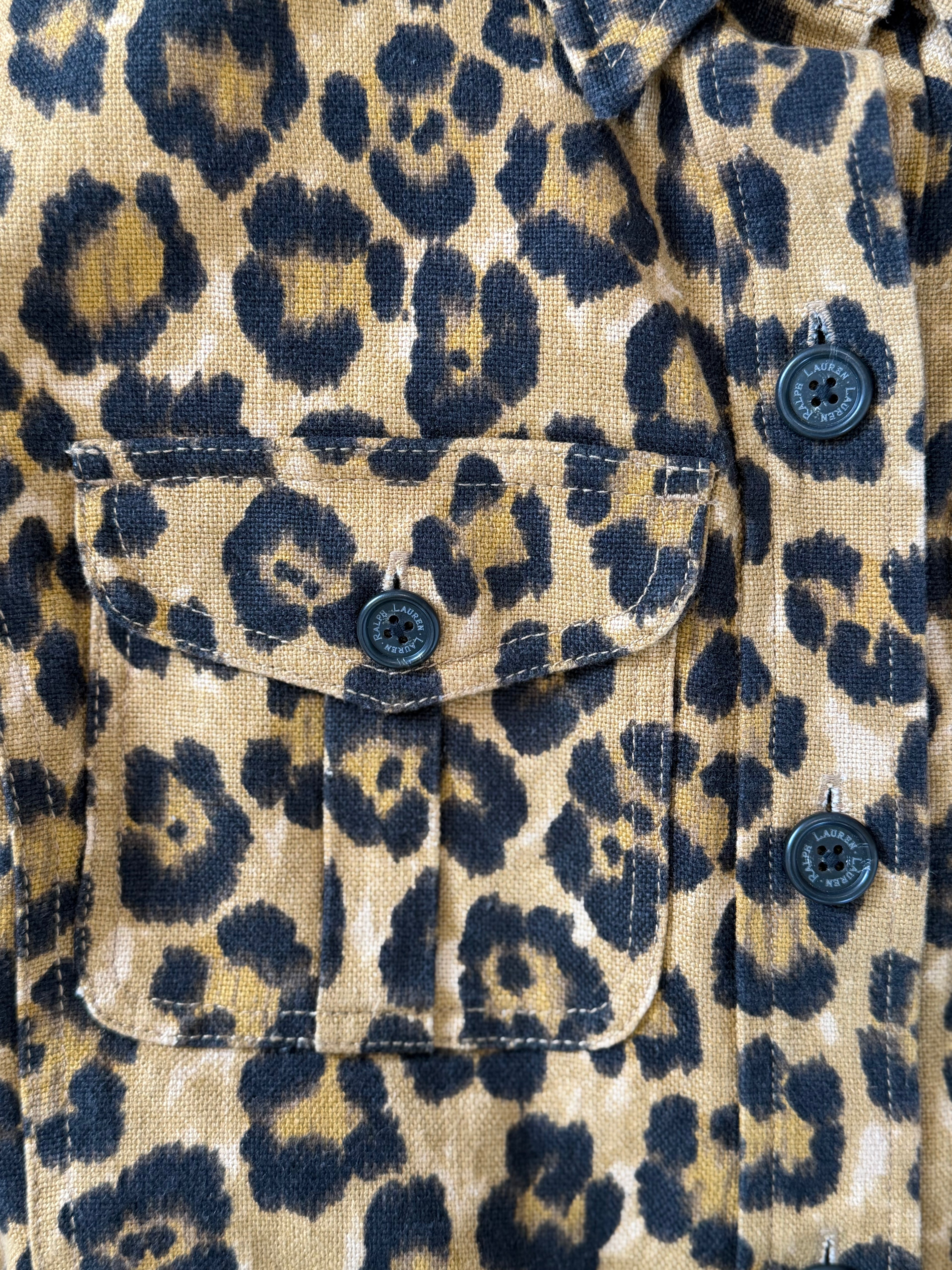 Vintage Ralph Lauren Leopard Print Belted Safari Jacket | Size L