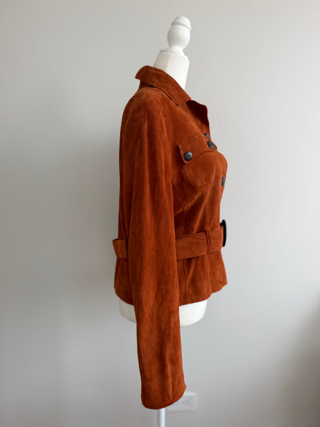 Carlisle Cognac Brown Suede Belted Jacket