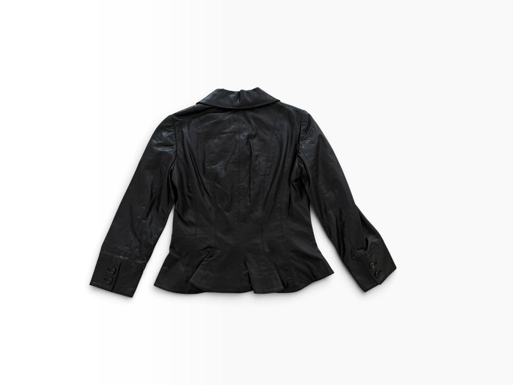 Vintage 2000s Ralph Lauren Collection Black Lamb Leather Double-Breasted Jacket