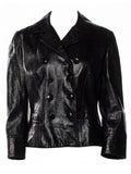 Vintage 2000s Ralph Lauren Collection Black Lamb Leather Double-Breasted Jacket
