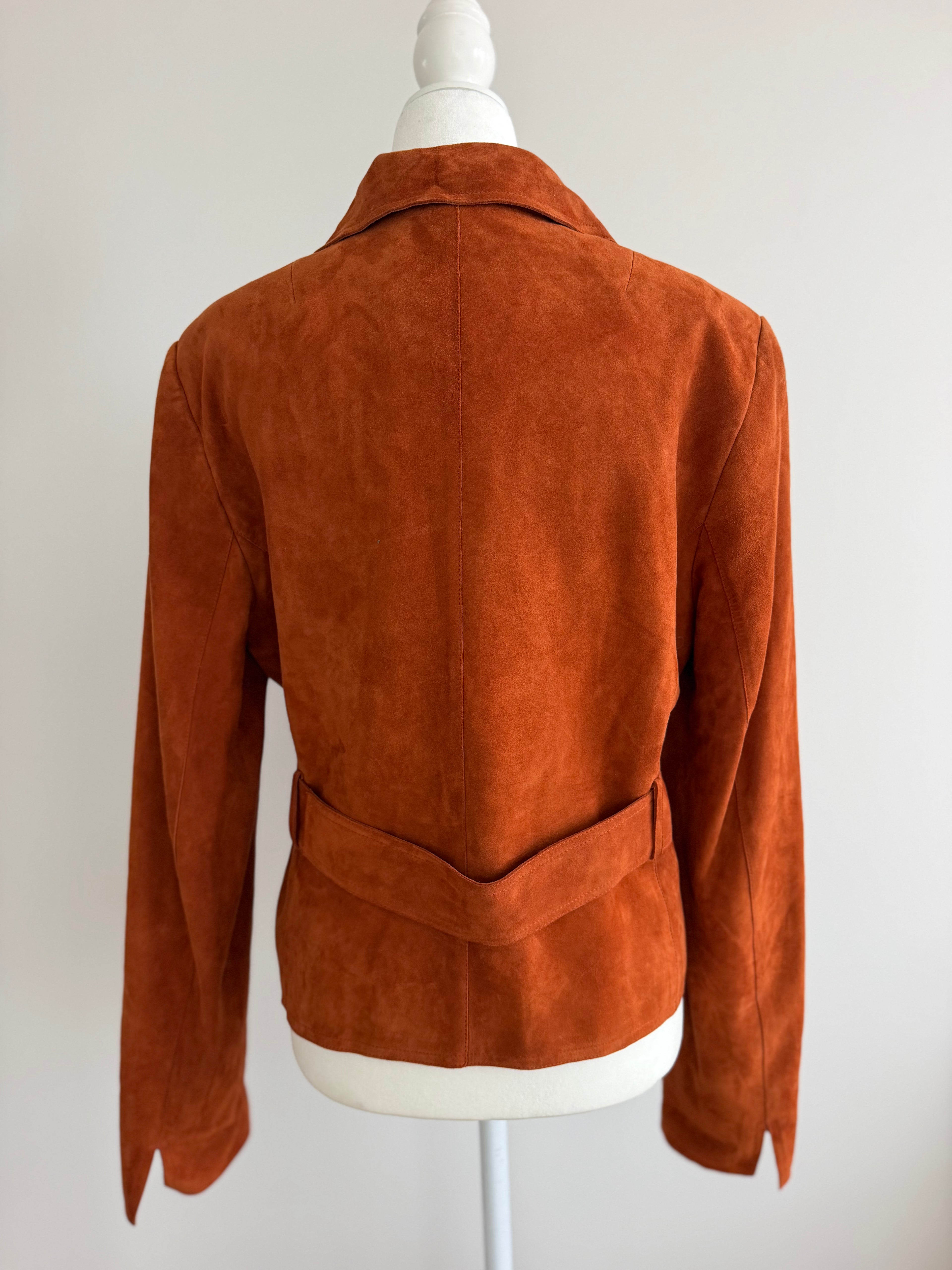 Carlisle Cognac Brown Suede Belted Jacket