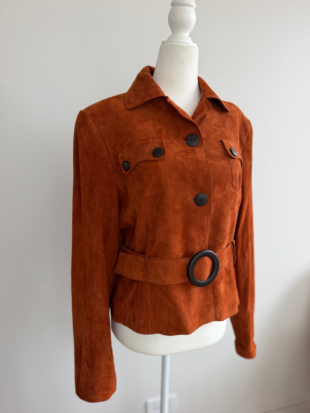 Carlisle Cognac Brown Suede Belted Jacket
