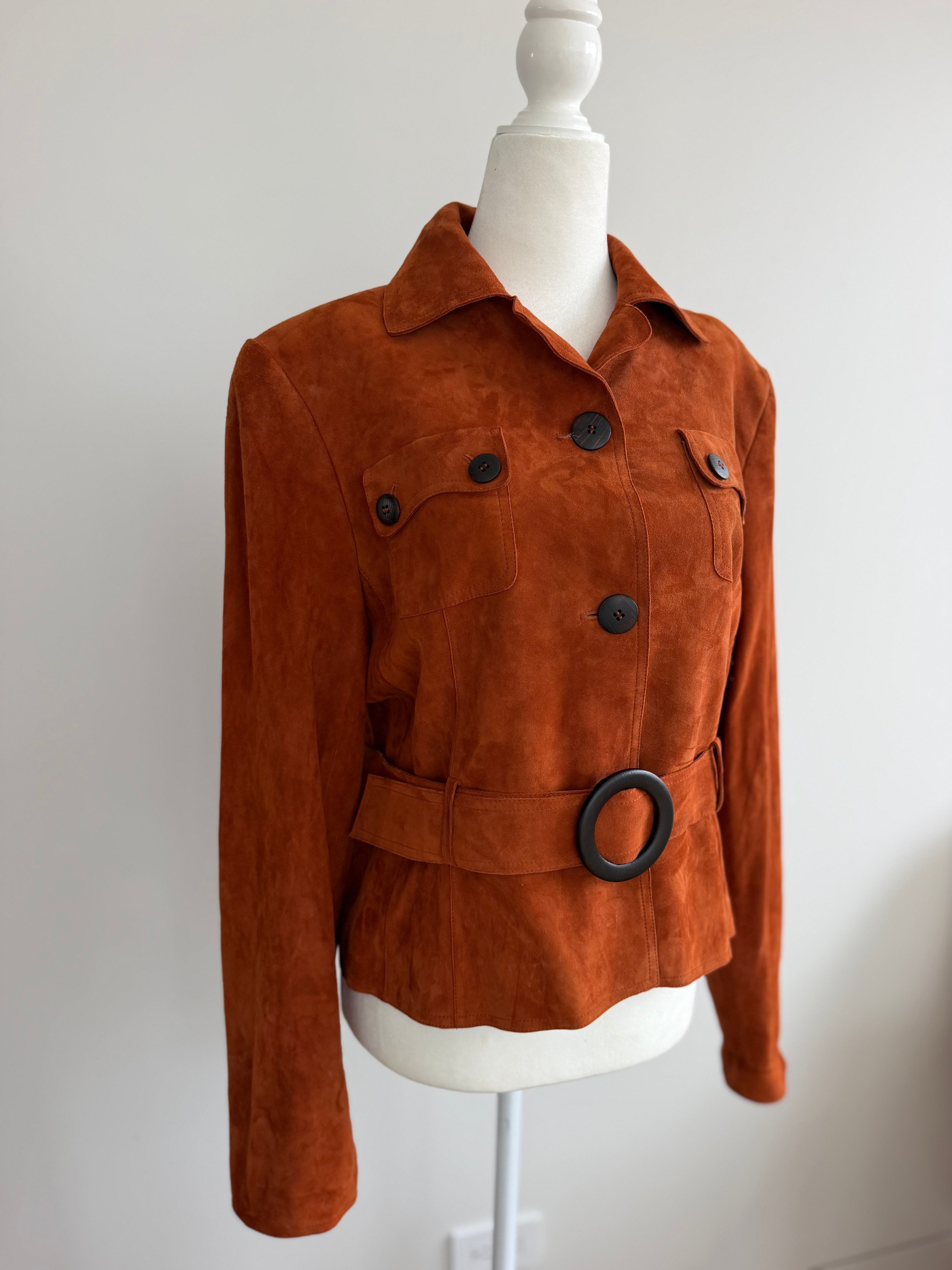 Carlisle Cognac Brown Suede Belted Jacket