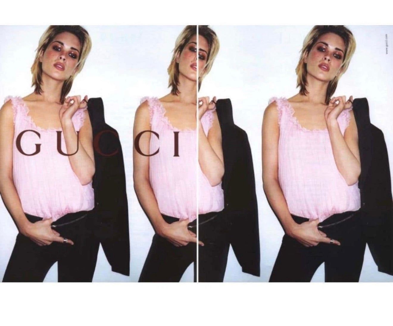 Gucci Tom Ford FW01 Runway Look 4 Pink Sheer Silk Chiffon Top