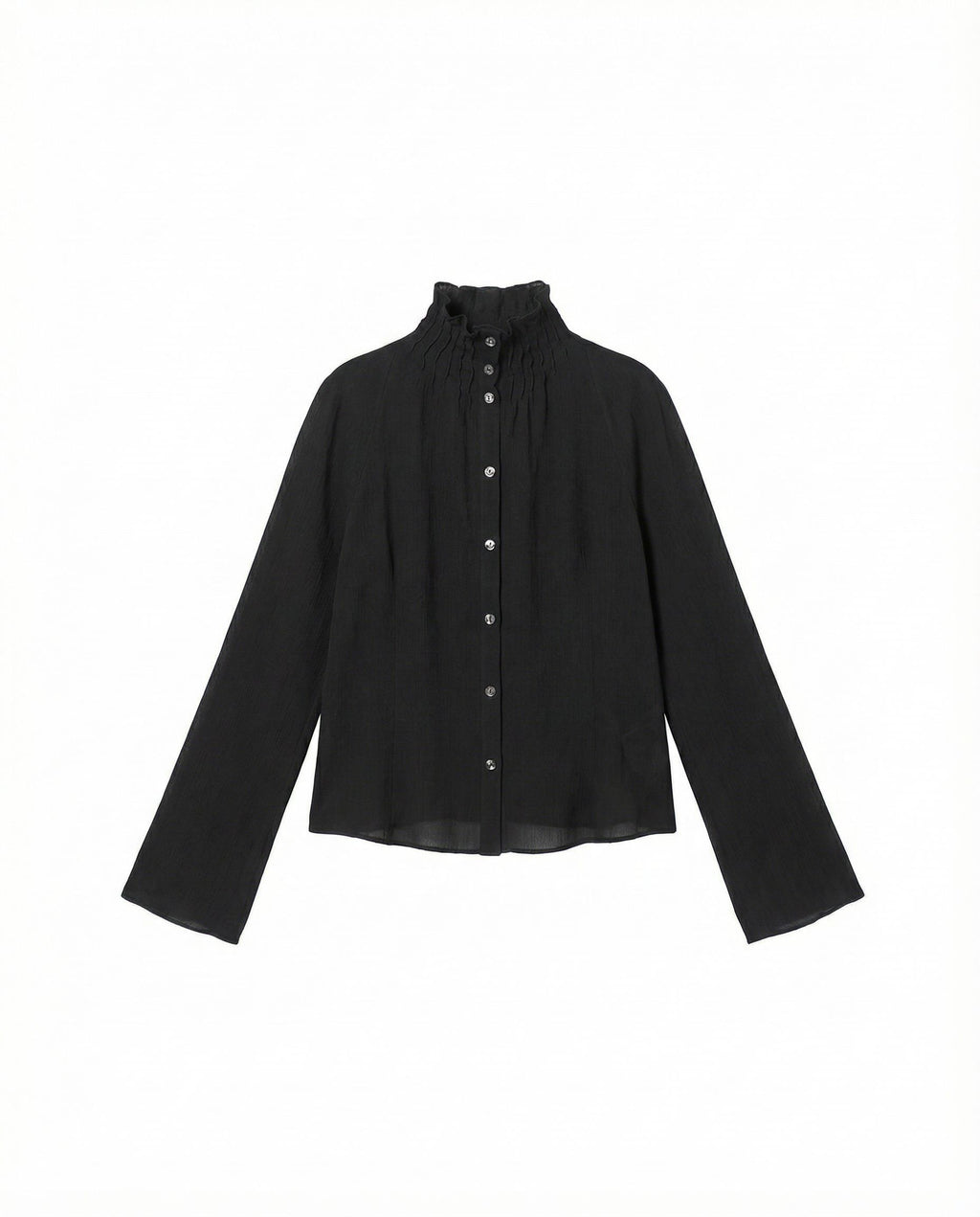 Vintage Giorgio Armani Ruffled Mock-Neck Silk Blouse