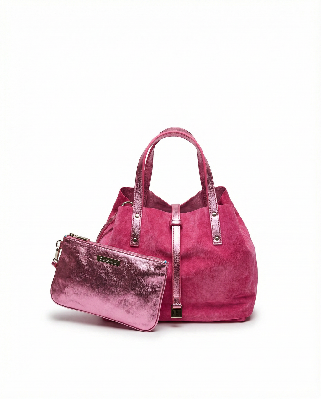Rare Tiffany & Co. Hot Pink Reversible Suede & Metallic Tote
