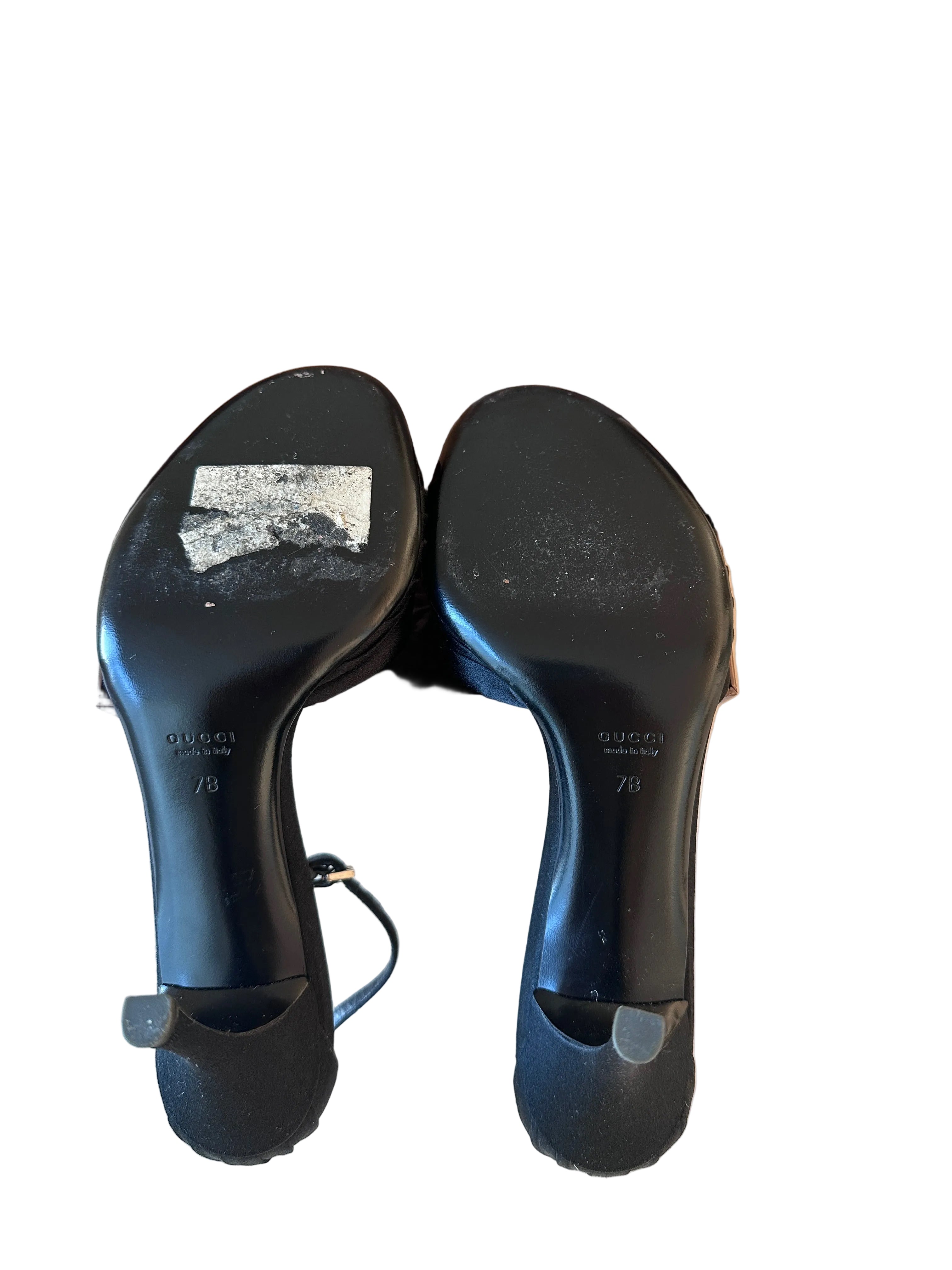 Gucci Black Satin Crystal Bamboo Evening Sandals – early 2000s (with Box)
