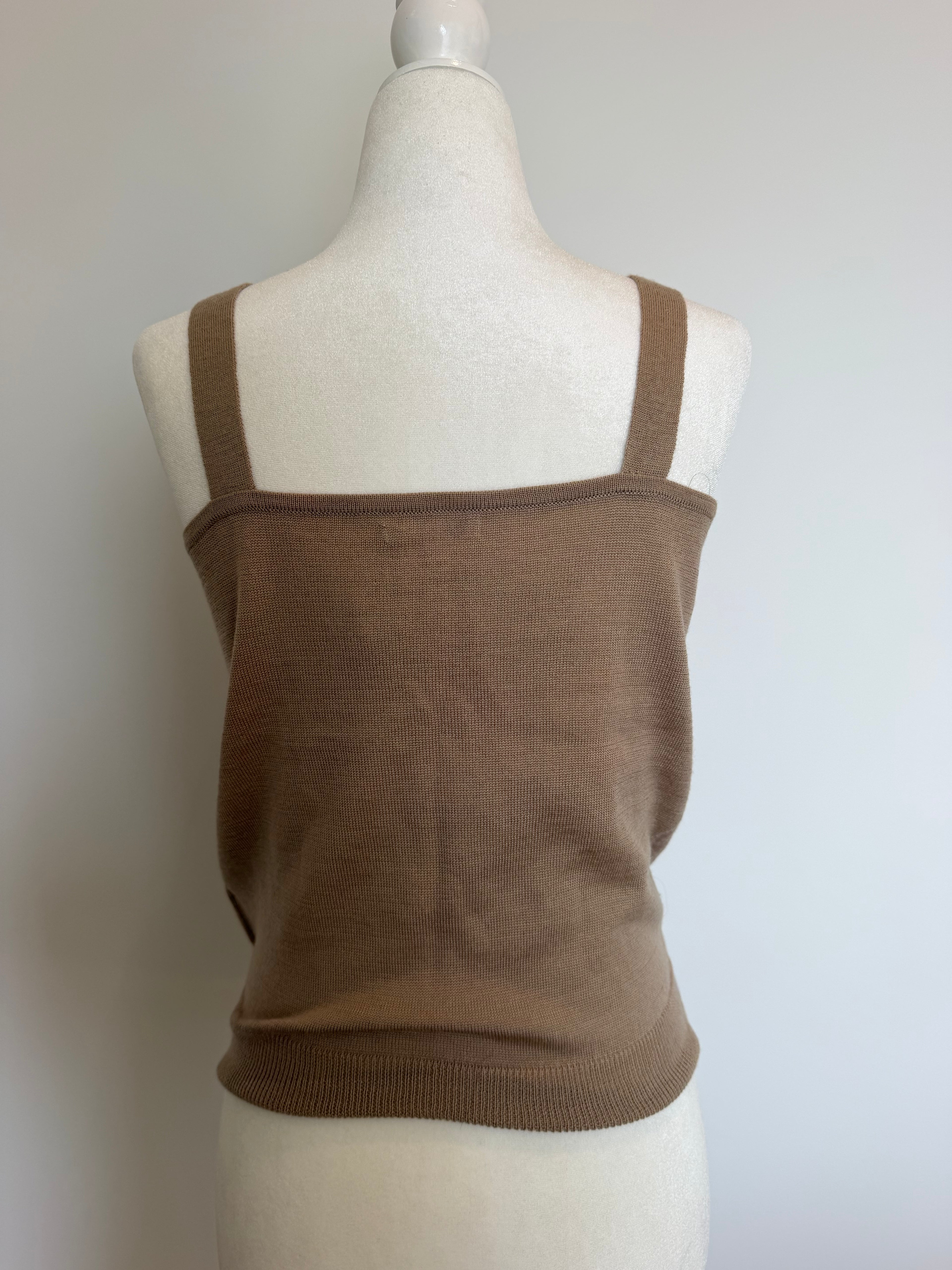 Vintage Y2K Anita Girl Brown Wool Blend Fur Trim Knit Tank Top
