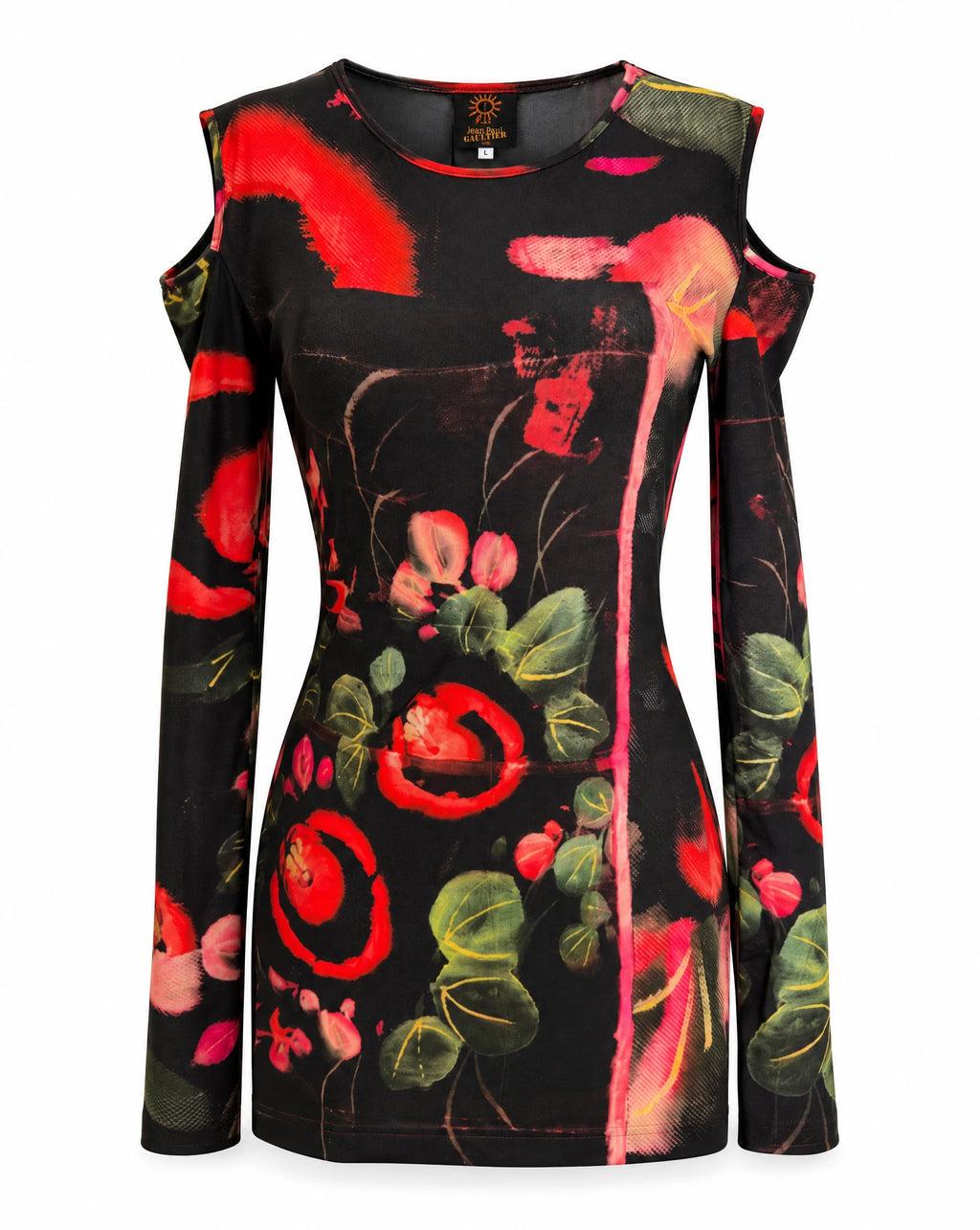 Vintage Y2K Jean Paul Gaultier Soleil Floral Cold Shoulder Stretch Top