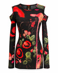 Vintage Y2K Jean Paul Gaultier Soleil Floral Cold Shoulder Stretch Top