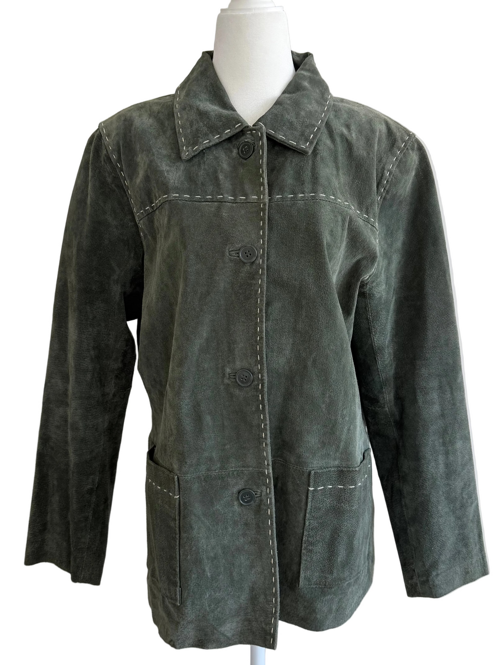 Vintage Green Suede Leather Jacket