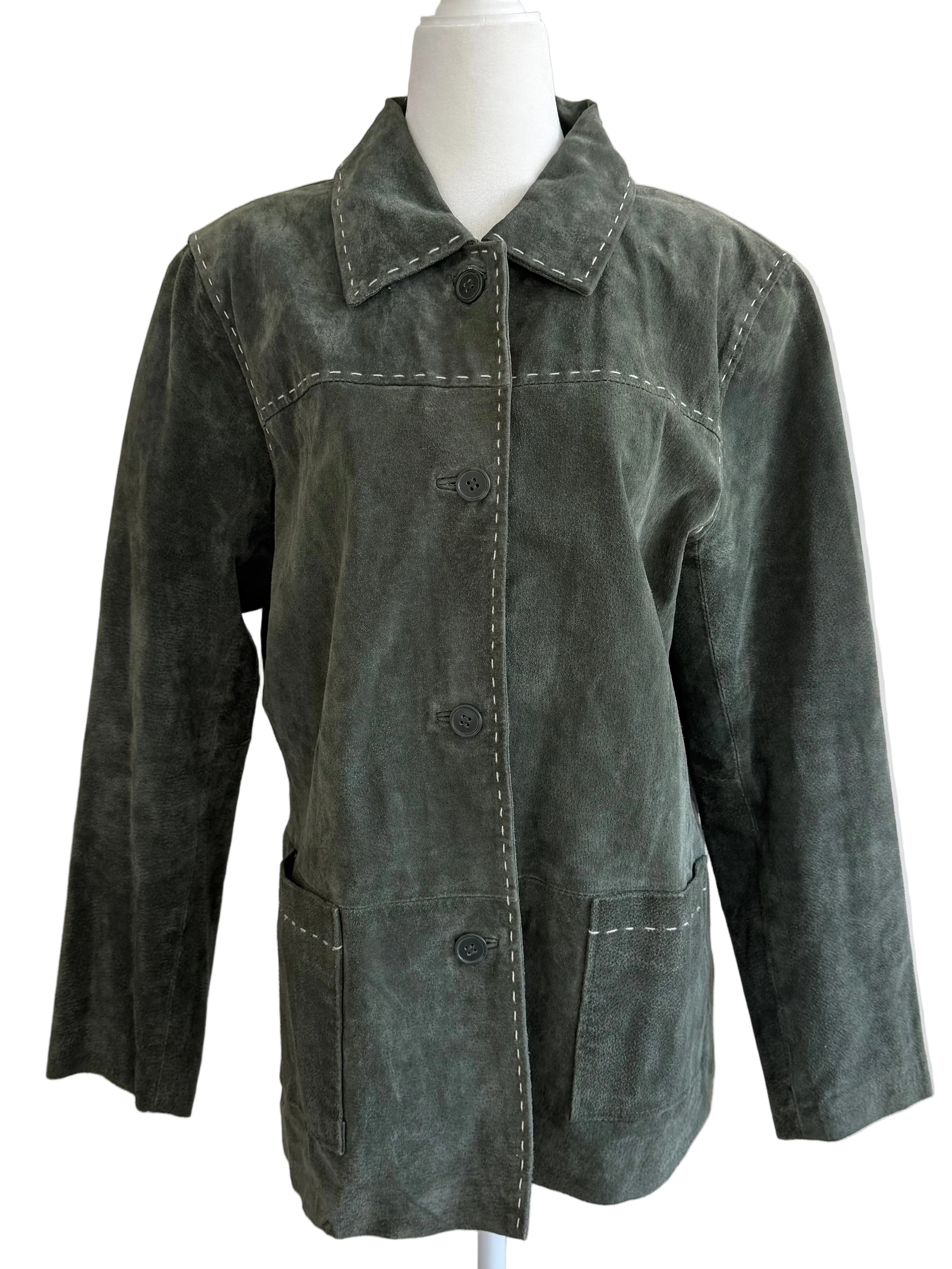 Vintage Green Suede Leather Jacket