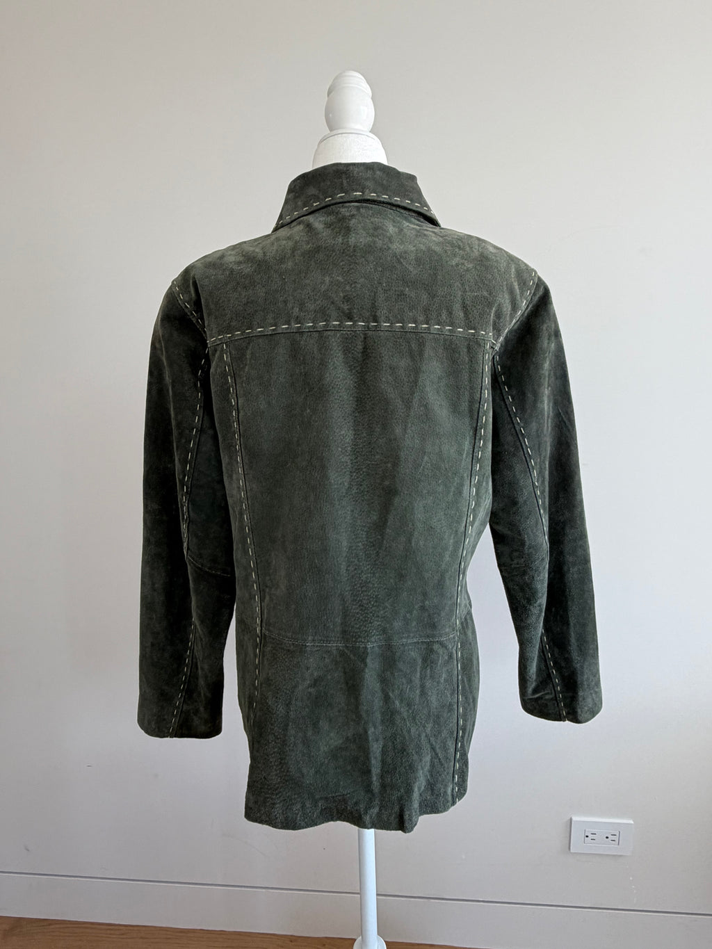 Vintage Green Suede Leather Jacket