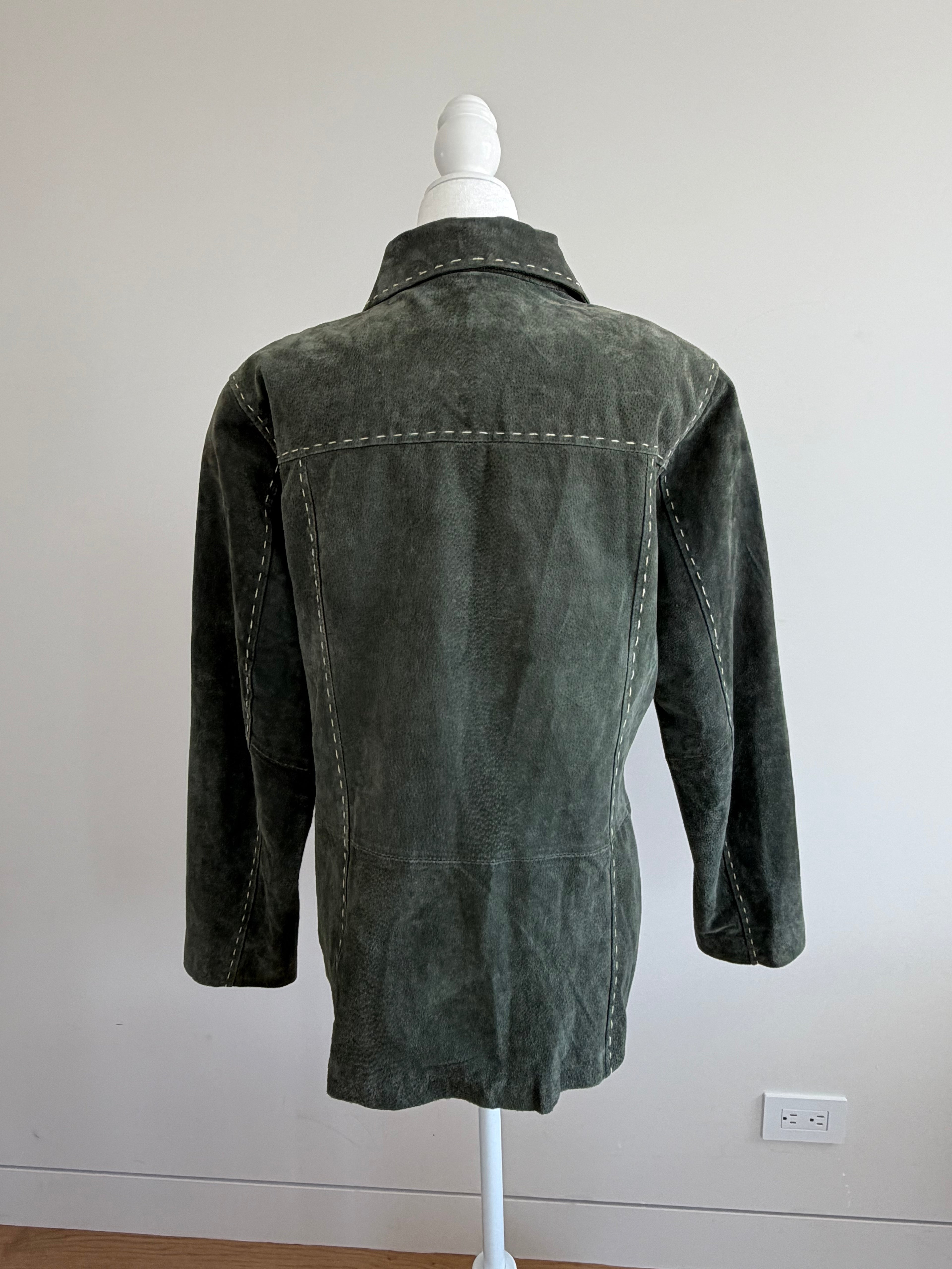 Vintage Green Suede Leather Jacket