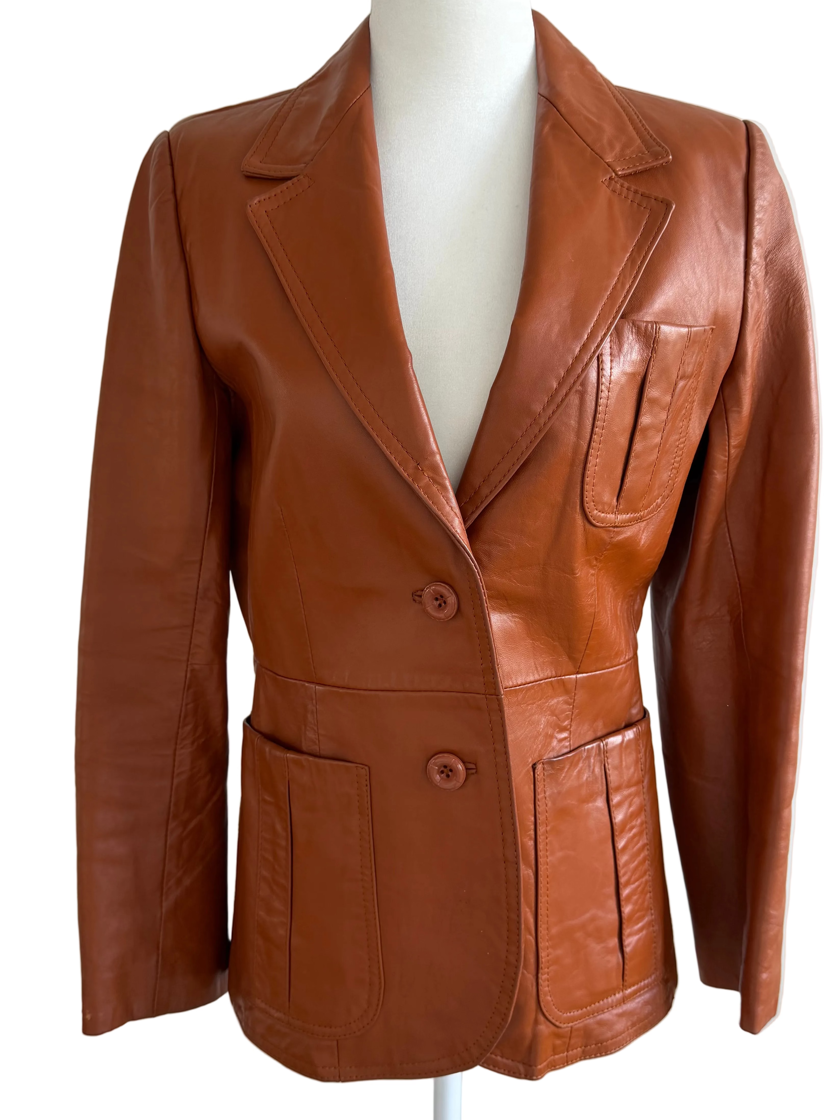 Vintage 100% Leather Cognac Leather Jacket