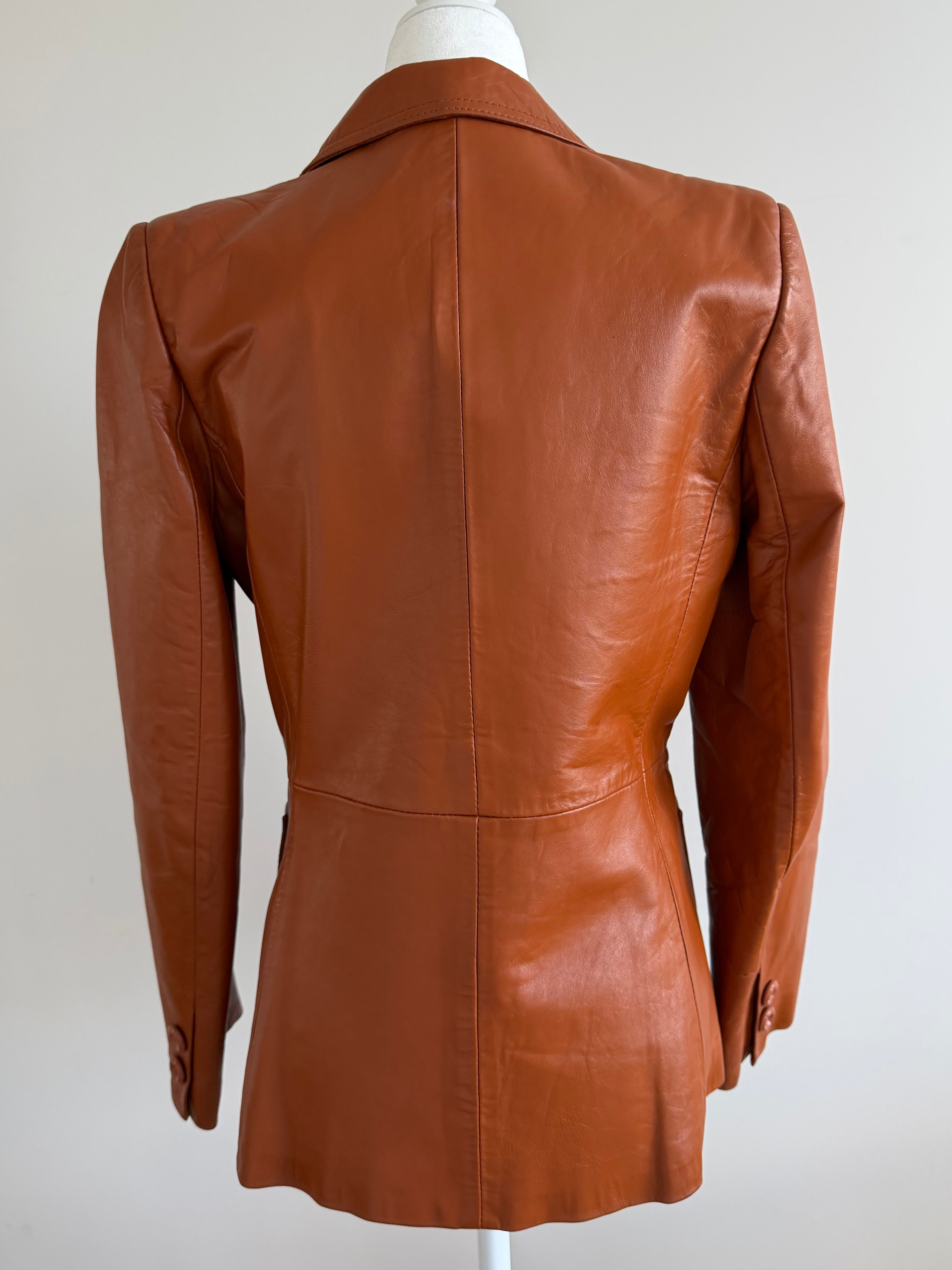 Vintage 100% Leather Cognac Leather Jacket