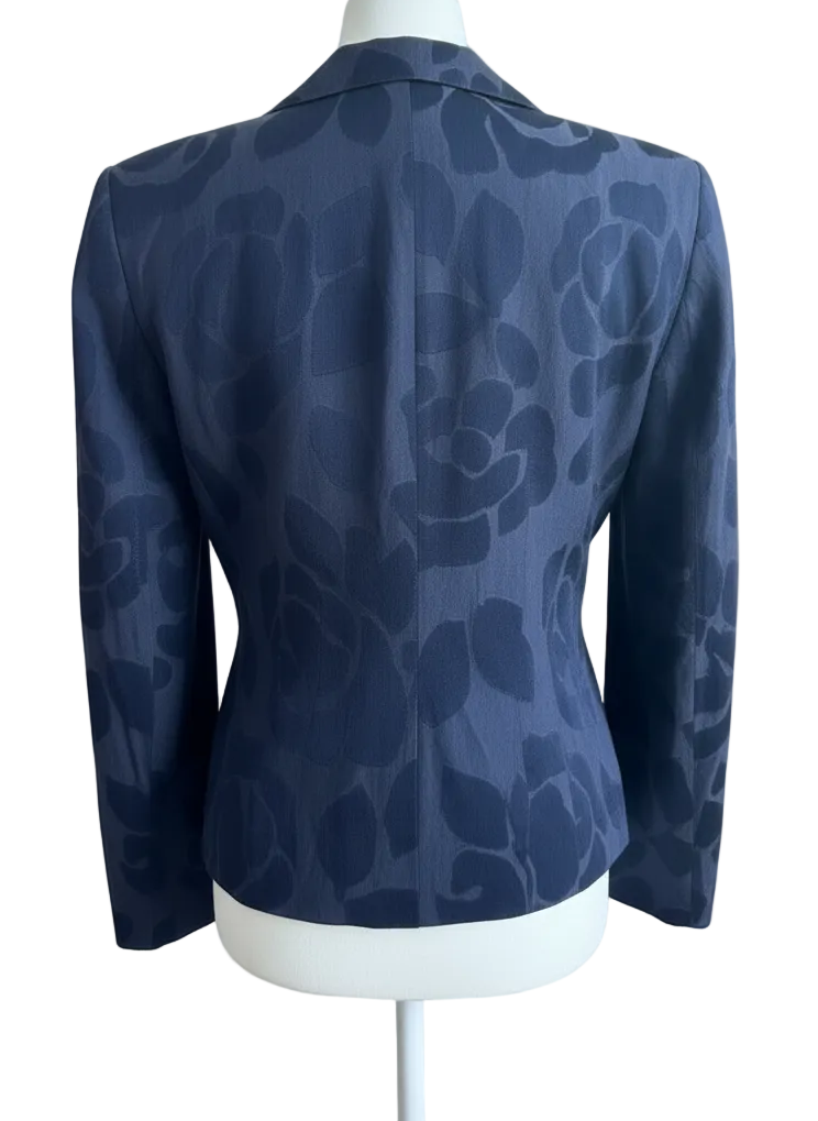 GIORGIO ARMANI Vintage Silk Blend Blazer – Navy Floral Jacquard