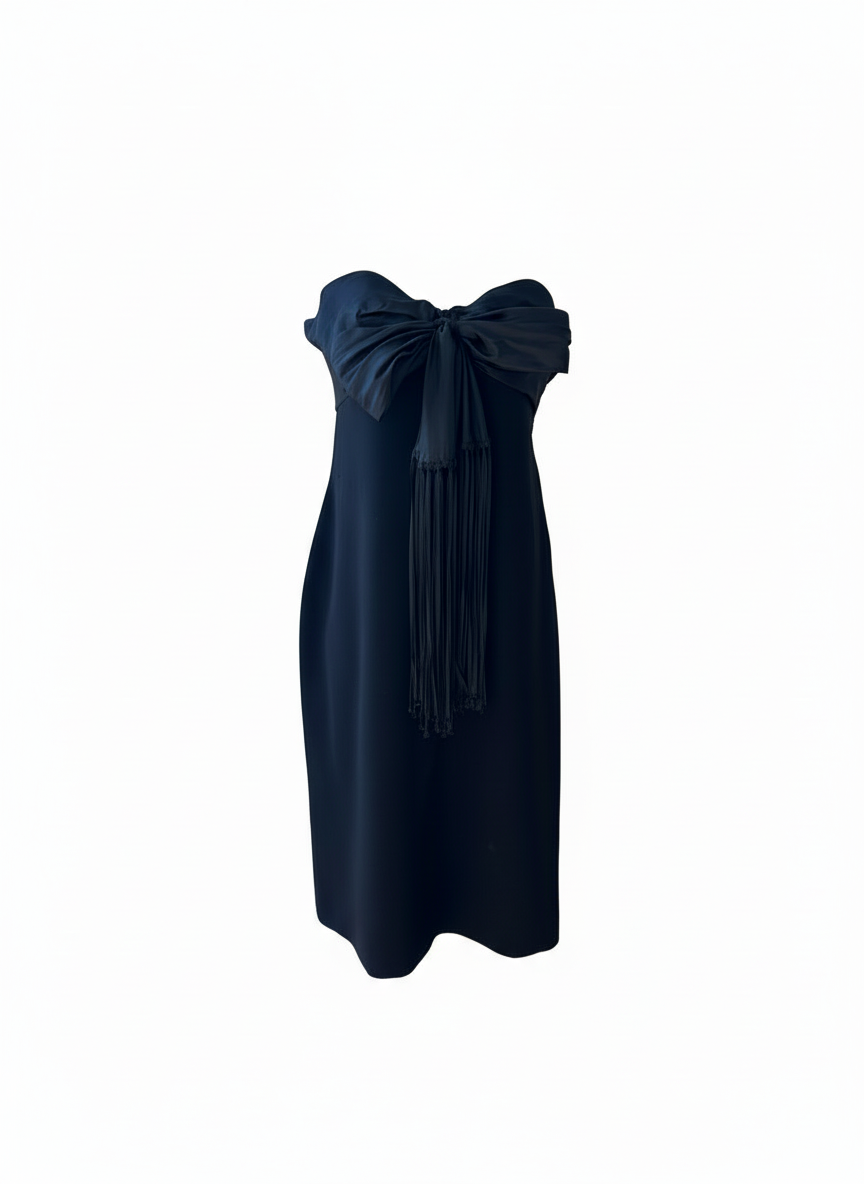 Moschino Black Convertible Fringe Halter Dress (AEFFE Era)