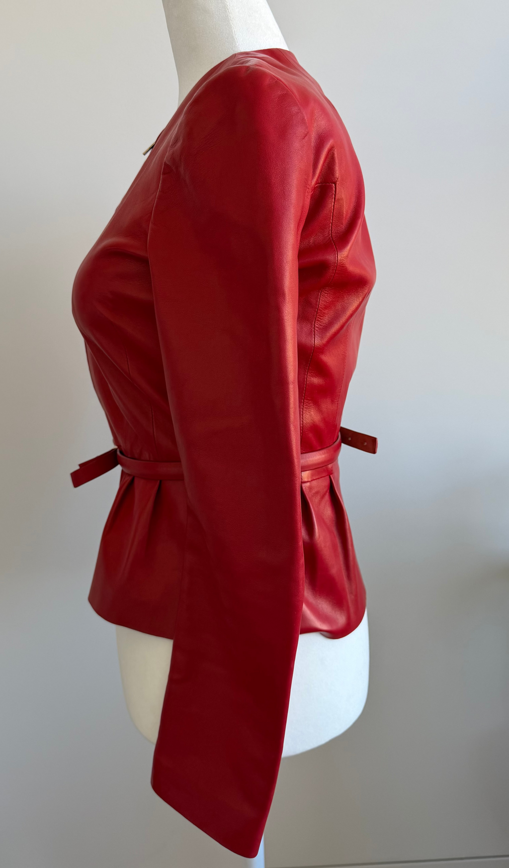 Gucci Red Leather Peplum Jacket – Frida Giannini Era (Size 38)