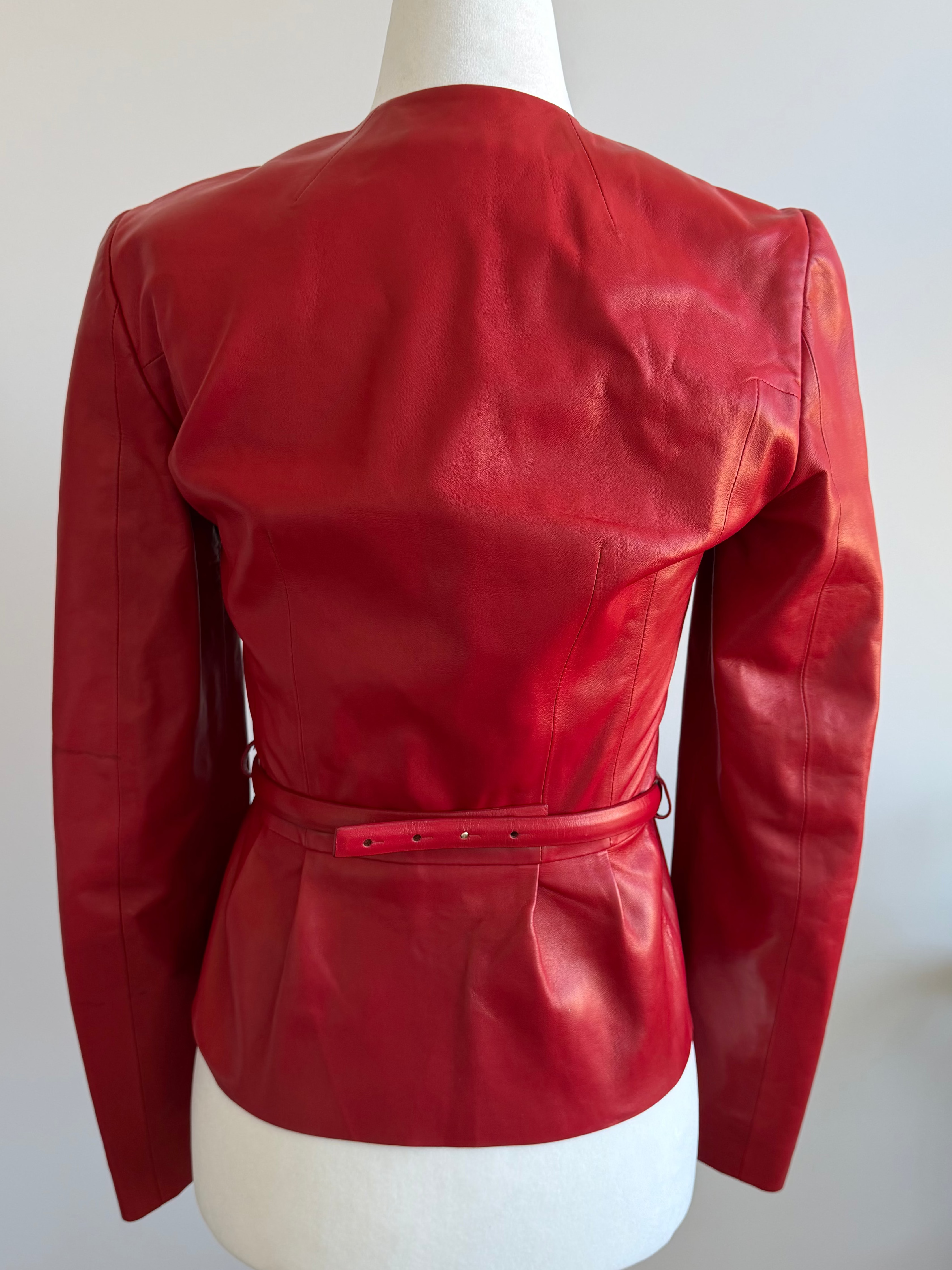 Gucci Red Leather Peplum Jacket – Frida Giannini Era (Size 38)