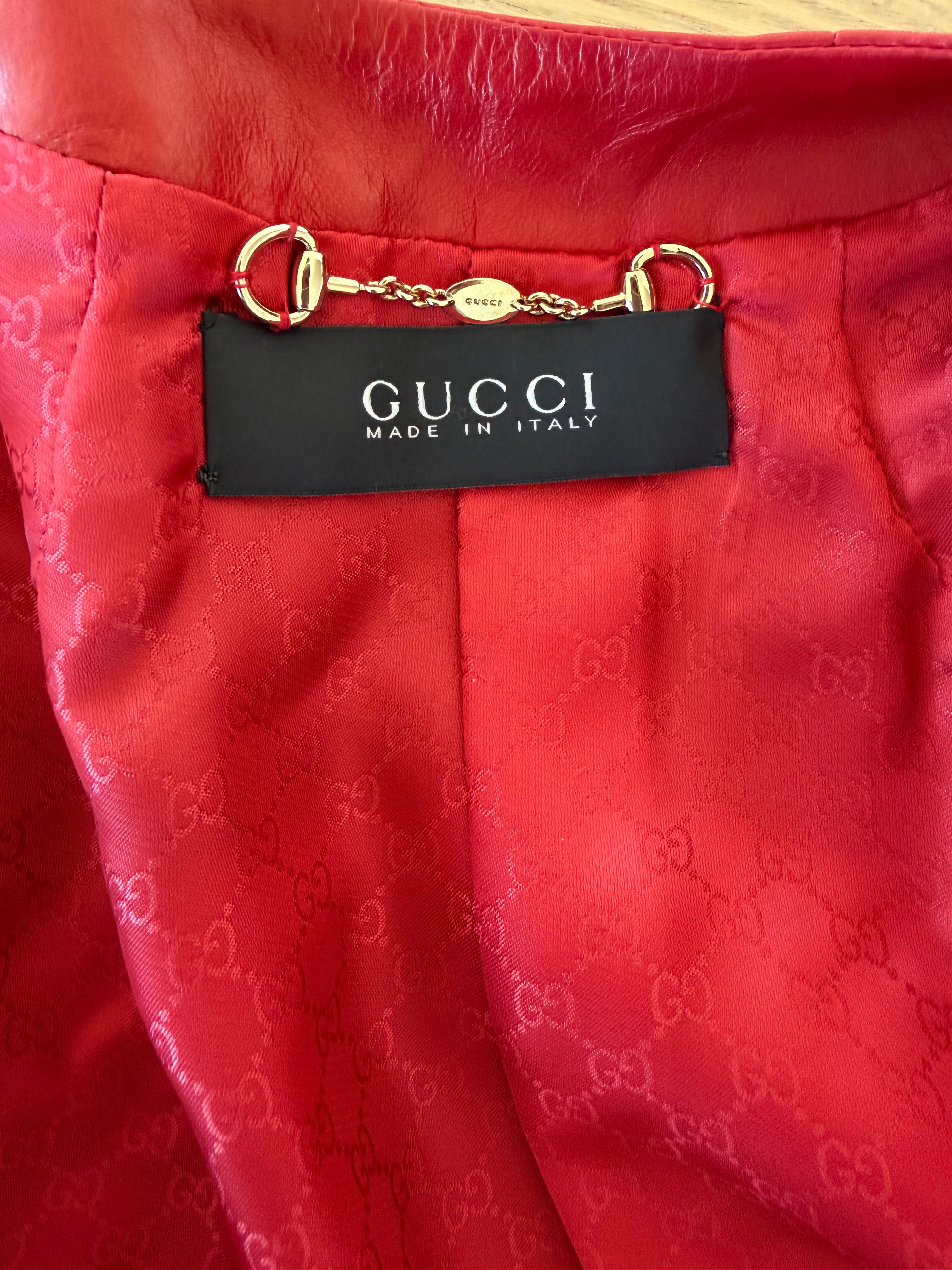 Gucci Red Leather Peplum Jacket – Frida Giannini Era (Size 38)