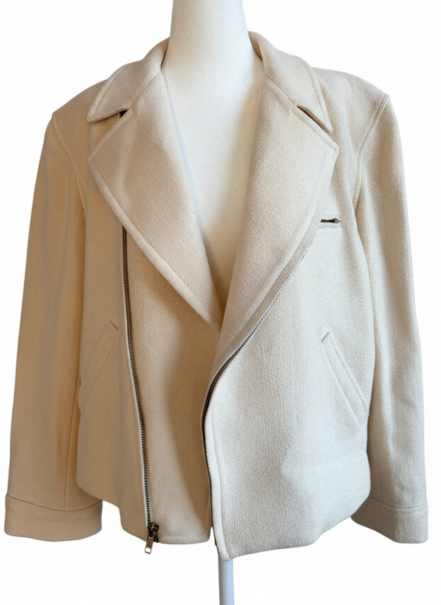 Ralph Lauren Collection Cream Wool Moto Jacket