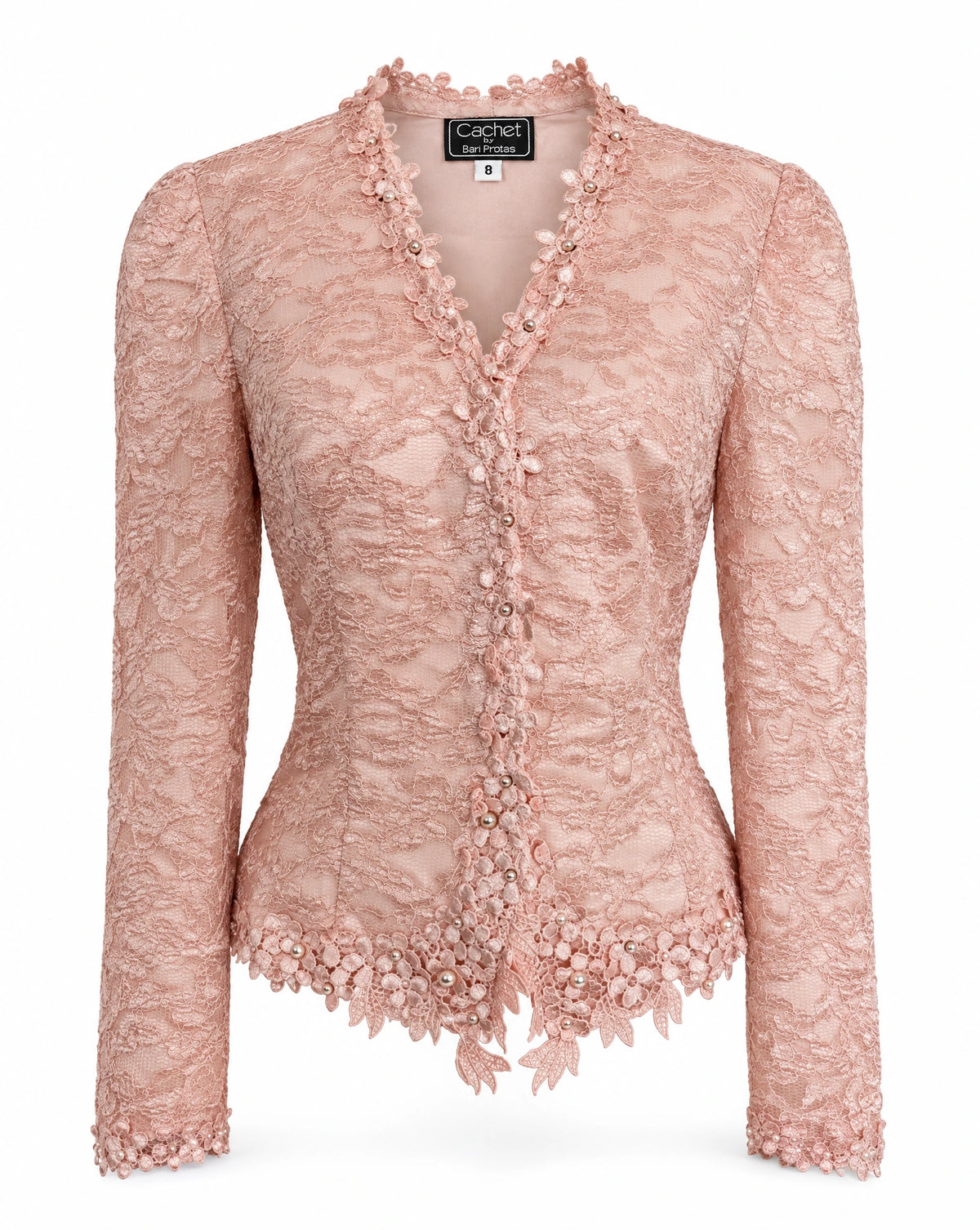 Vintage Cachet by Bari Protas Blush Pink Lace Beaded Jacket