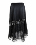 La Perla Black Silk Beaded Sheer Mesh Evening Skirt
