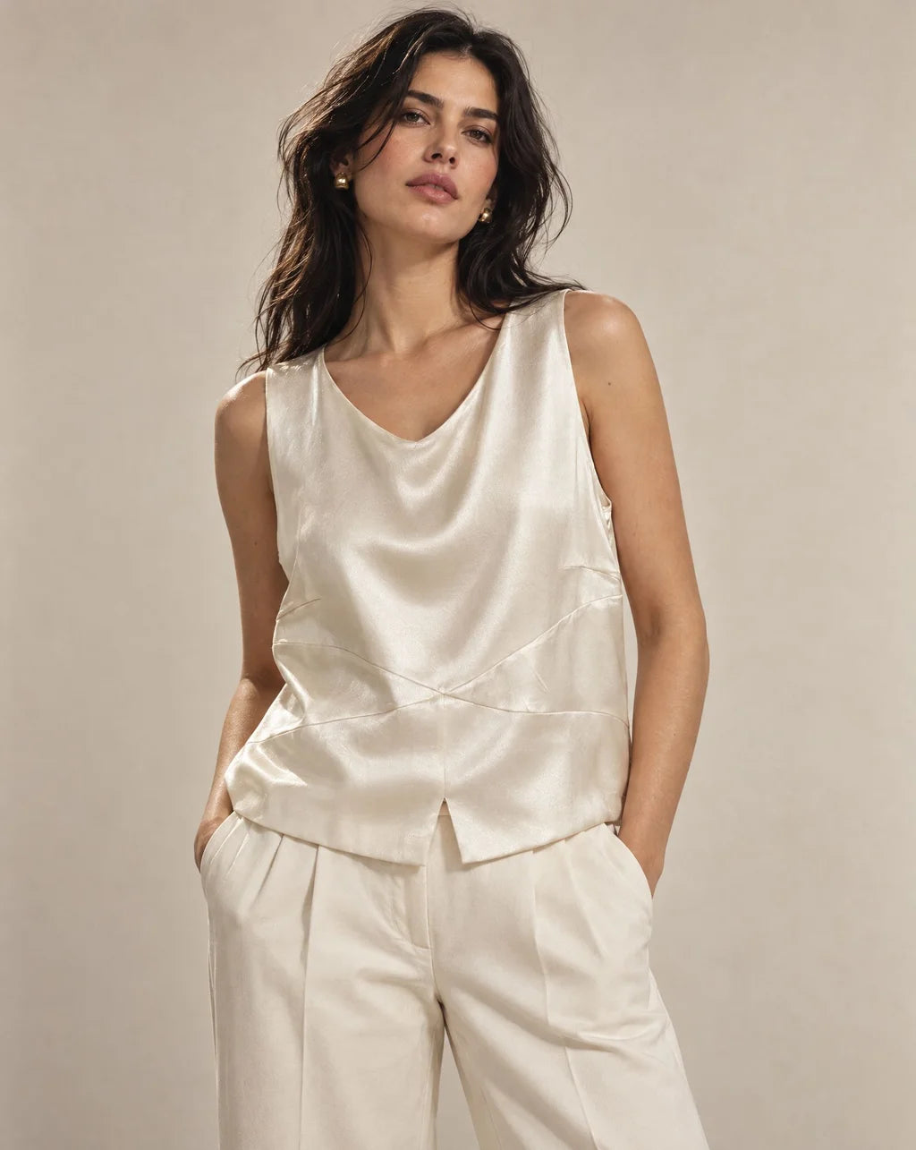 Chanel Boutique 1990s Ivory Silk Top