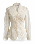 Victor Costa Ivory Embroidered Lace Jacket