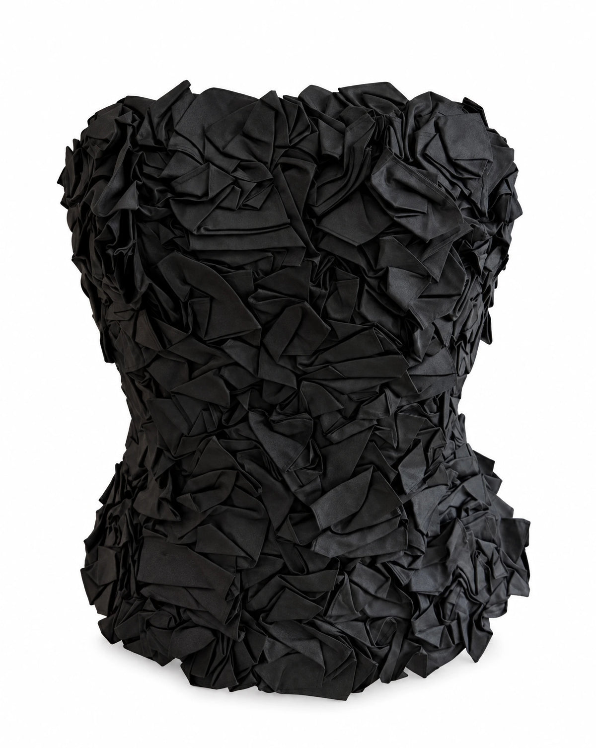 Chetta B by Sherrie Bloom & Peter Noviello Black Silk Rosette Corset Top