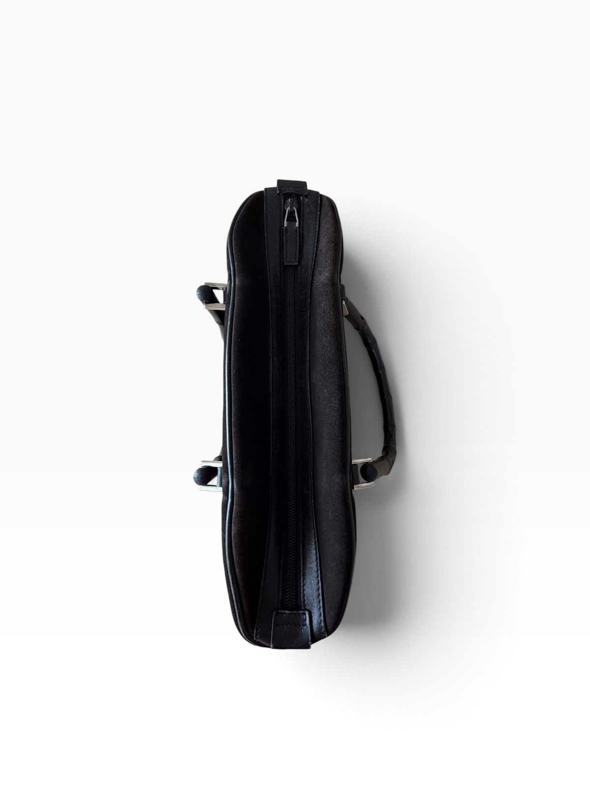 Vintage Gucci Dark Brown Suede Bamboo Handle Bag