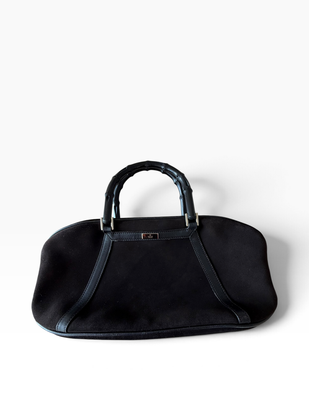 Vintage Gucci Dark Brown Suede Bamboo Handle Bag