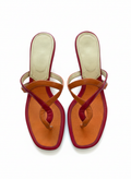 Prada Leather Thong Sandals | Pink & Orange | Kitten Heel | Size 37.5 | Y2K